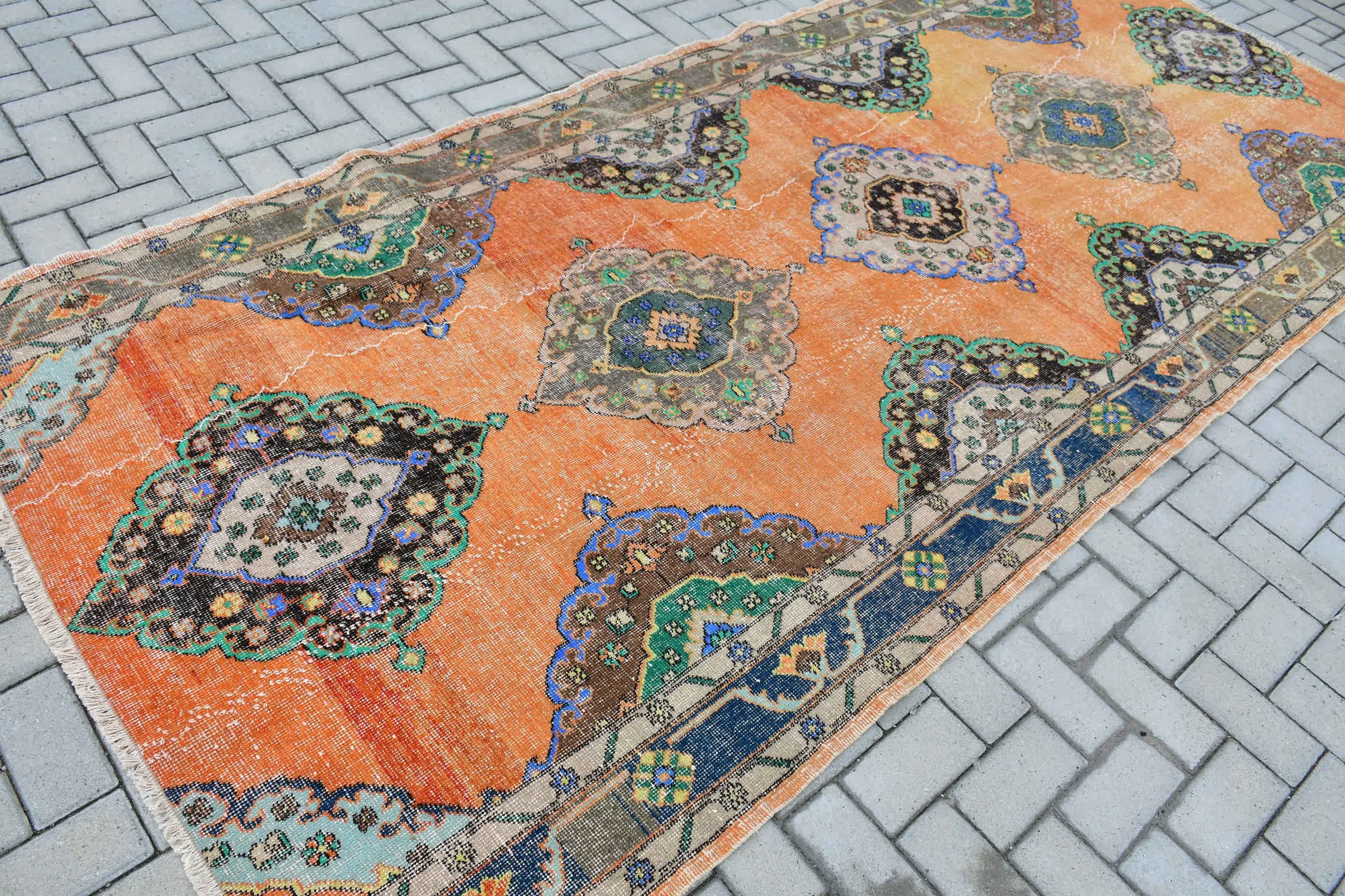 Vintage Rugs, 4.8x11 ft Large Rugs, Orange Oushak Rug, Turkish Rugs, Antique Rug, Salon Rug, Bedroom Rug, Turkey Rug