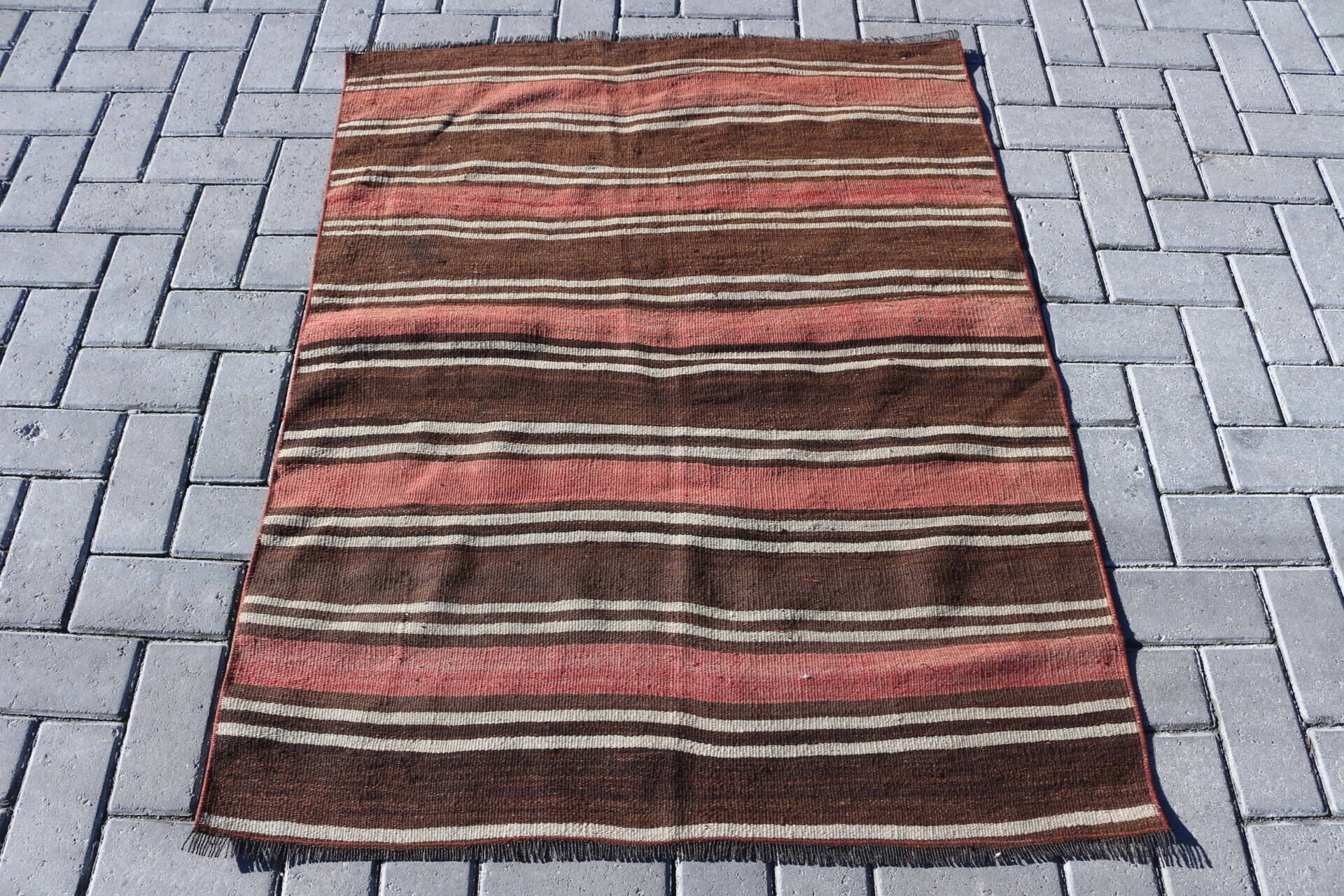 Oushak Halı, Mutfak Halıları, Yatak Odası Halısı, 3,3x4,1 ft Küçük Halı, Vintage Halı, Oryantal Halı, Türk Halısı, Eski Halılar, Kahverengi Fas Halısı, Kilim