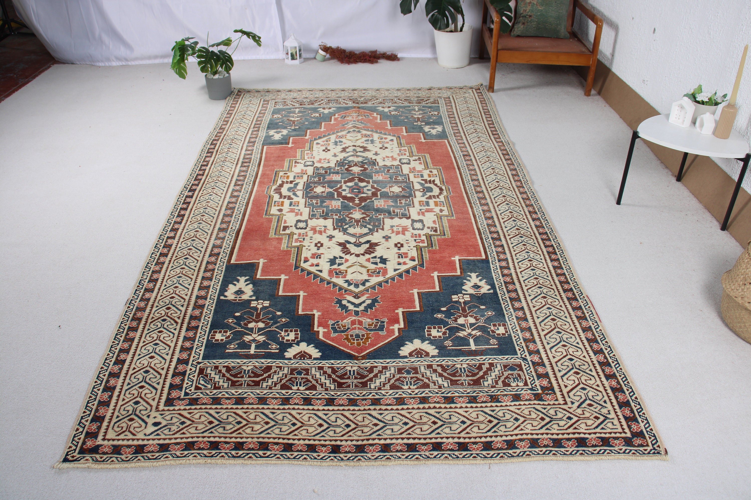 Floor Rugs, Blue Flatweave Rugs, Salon Rug, 5.3x9.5 ft Large Rugs, Turkish Rug, Living Room Rugs, Luxury Rugs, Vintage Rugs, Handwoven Rugs