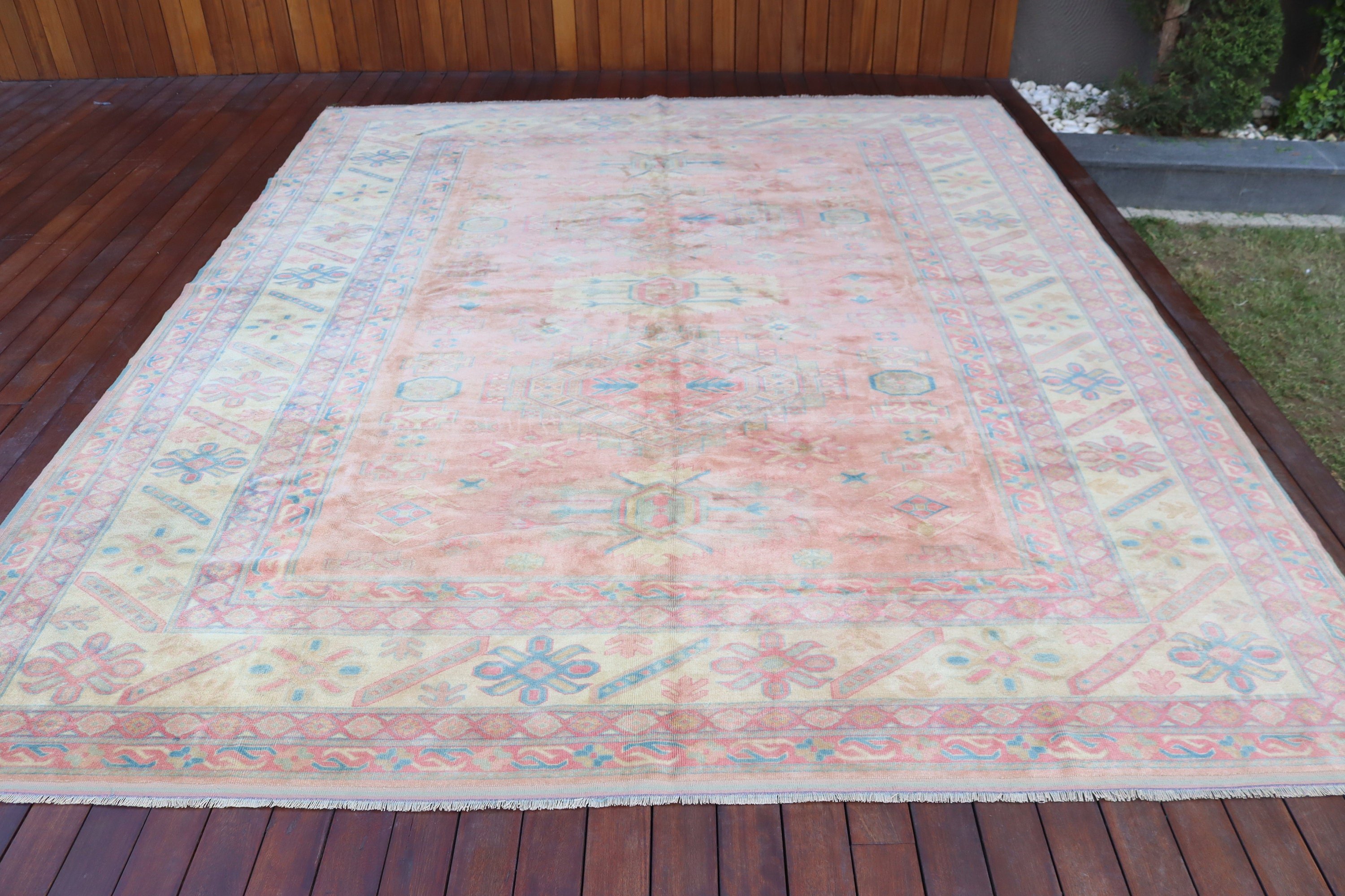 Türk Halısı, Büyük Boy Vintage Halı, Yemek Odası Halısı, Pembe Ev Dekor Halıları, 8.4x10.6 ft Büyük Boy Halılar, Vintage Halı, Boho Halısı, Mutfak Halıları