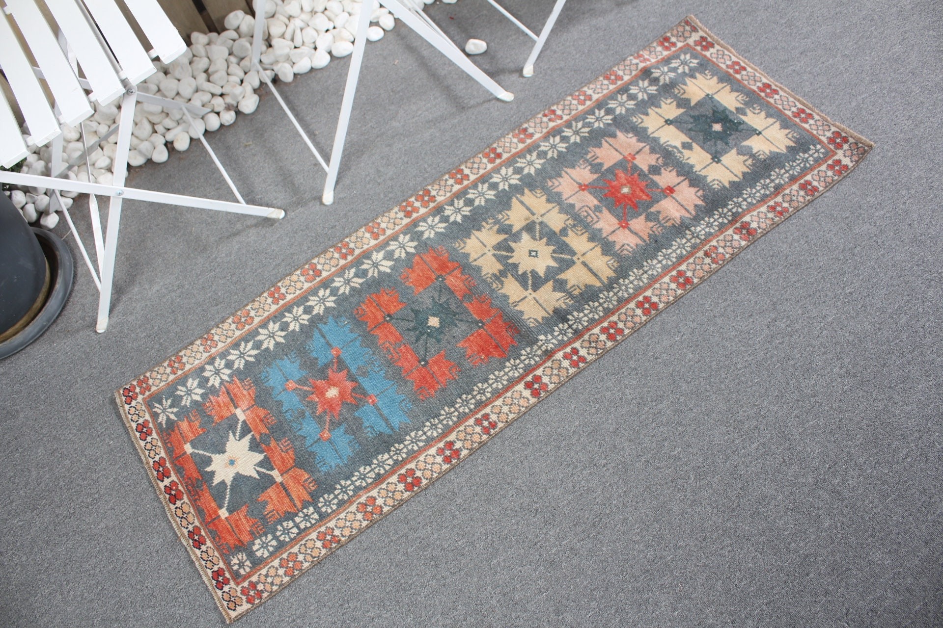 Vintage Rug, Entry Rugs, Oriental Rug, Floor Rug, Rugs for Car Mat, 1.7x4.6 ft Small Rug, Gray Home Decor Rug, Turkish Rugs, Bedroom Rugs