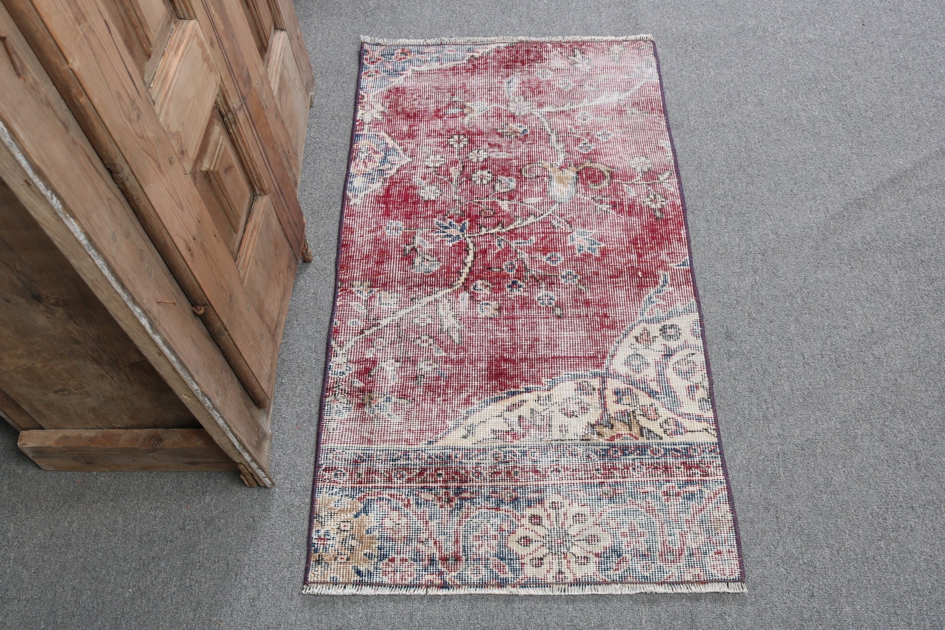 Wall Hanging Rug, Red Home Decor Rugs, Vintage Rugs, Boho Rugs, Rugs for Small Area, 2x3.6 ft Small Rugs, Kitchen Rugs, Turkish Rug