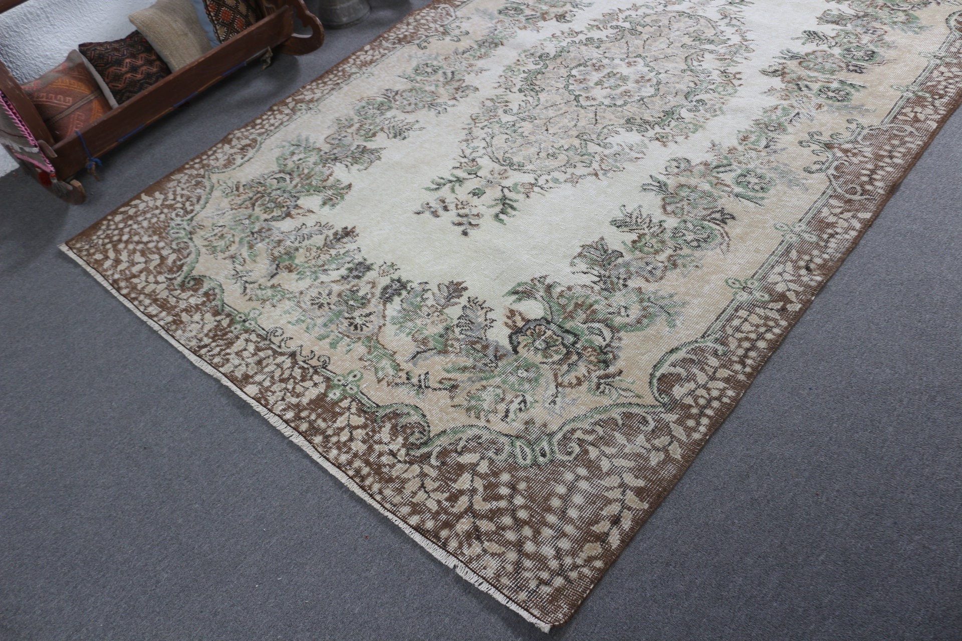 Oushak Rugs, Vintage Decor Rugs, 5.8x9 ft Large Rug, Floor Rug, Vintage Rugs, Beige Antique Rug, Living Room Rug, Bedroom Rugs, Turkish Rug