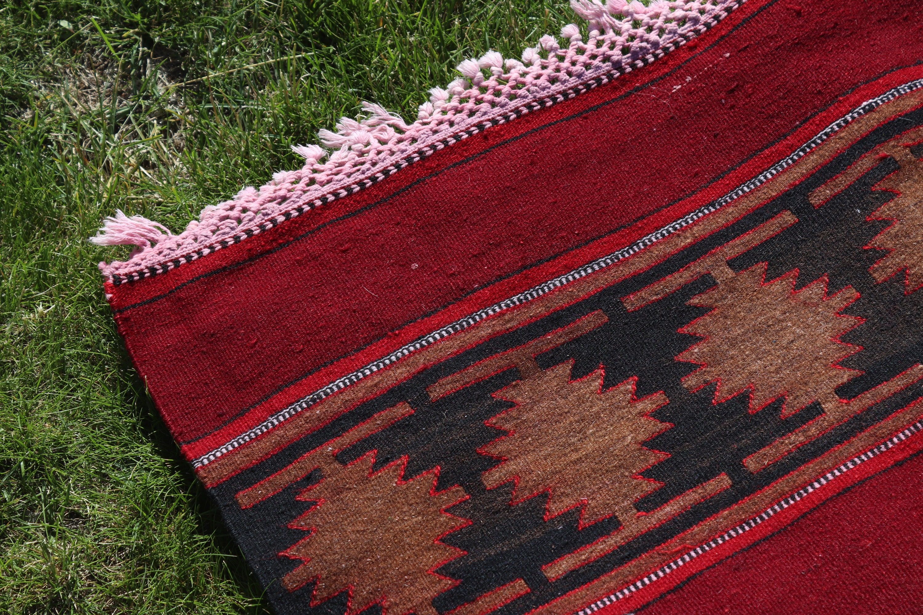 Kilim, Vintage Halılar, Runner Halıları, 3.1x11.1 ft Runner Halıları, Türk Halısı, Lüks Halı, Kırmızı Ev Dekor Halıları, Koridor Halıları, Açıklama Halıları