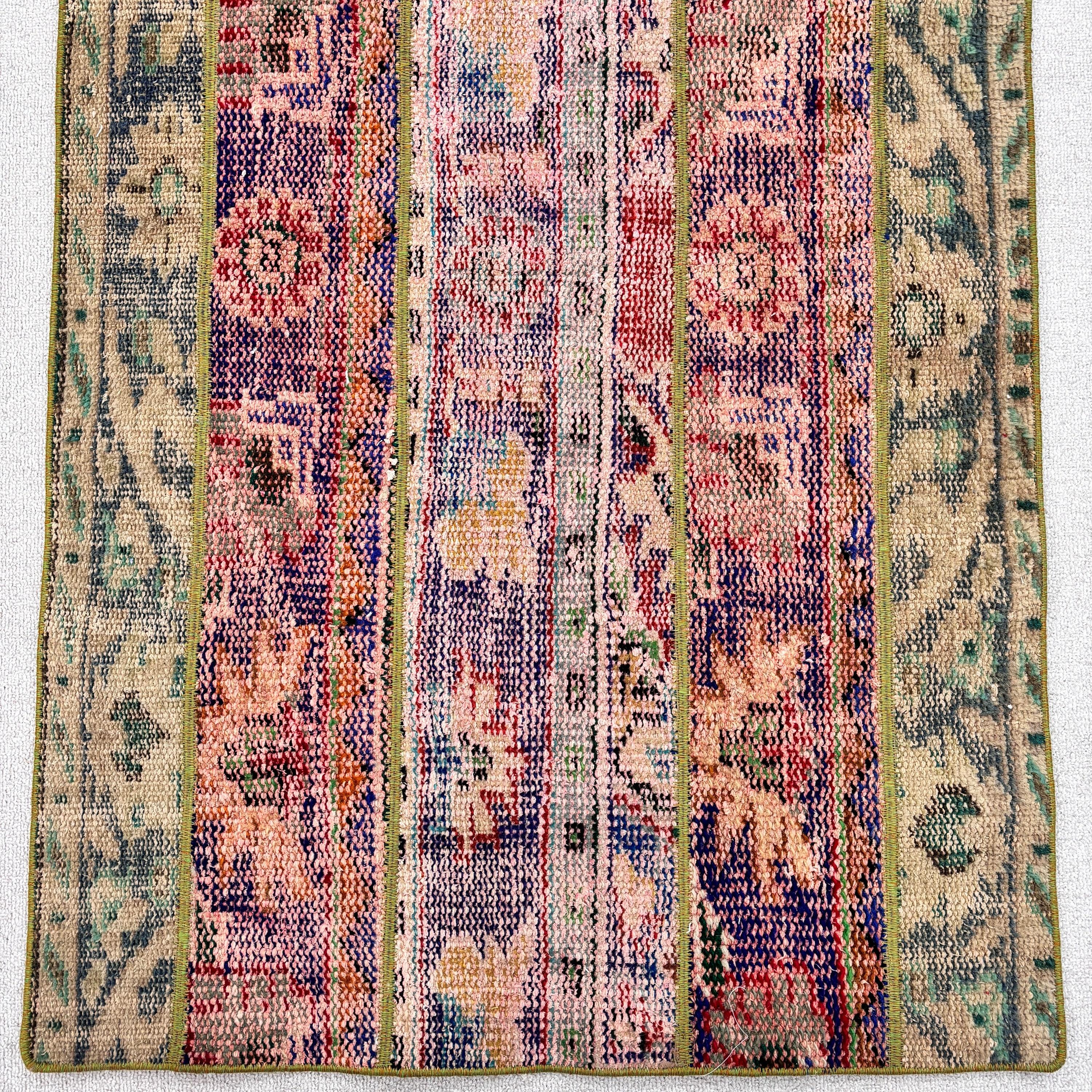 Geometric Rugs, Oushak Rug, Blue Antique Rug, Kitchen Rugs, Entry Rug, Turkish Rug, 2.7x4.2 ft Small Rugs, Rugs for Bath, Vintage Rugs