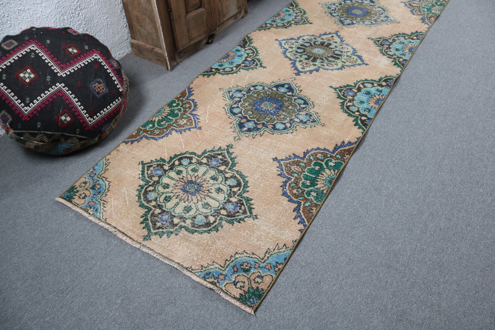 Vintage Runner Halı, 3.3x11 ft Runner Halı, Kahverengi Modern Halılar, Vintage Halılar, Türk Halısı, Koridor Halıları, Antika Halı, Yer Halısı, Havalı Halı