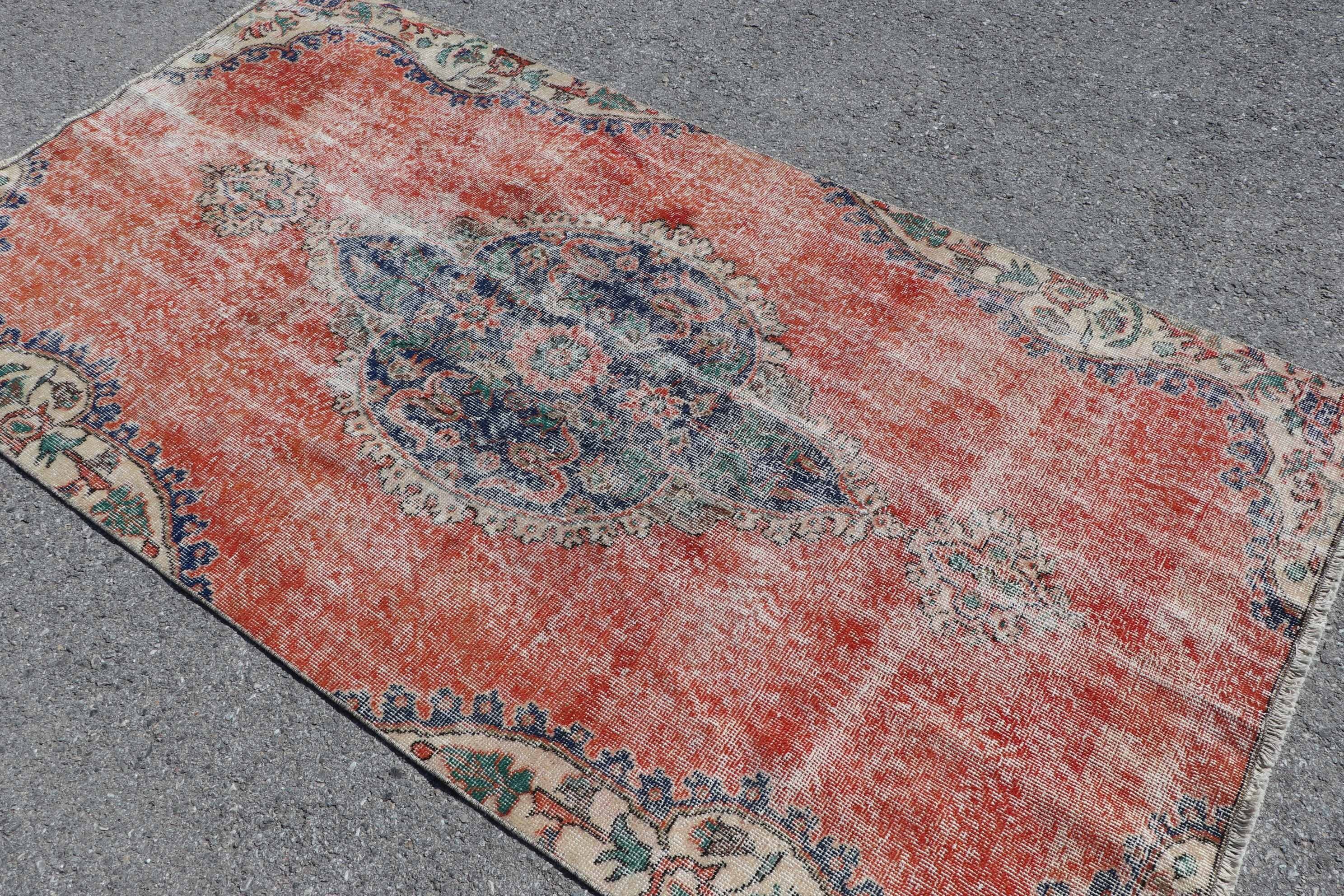 Red Cool Rugs, 4x7.5 ft Area Rug, Dining Room Rugs, Living Room Rugs, Vintage Rug, Floor Rug, Turkish Rug, Kitchen Rugs, Vintage Decor Rug