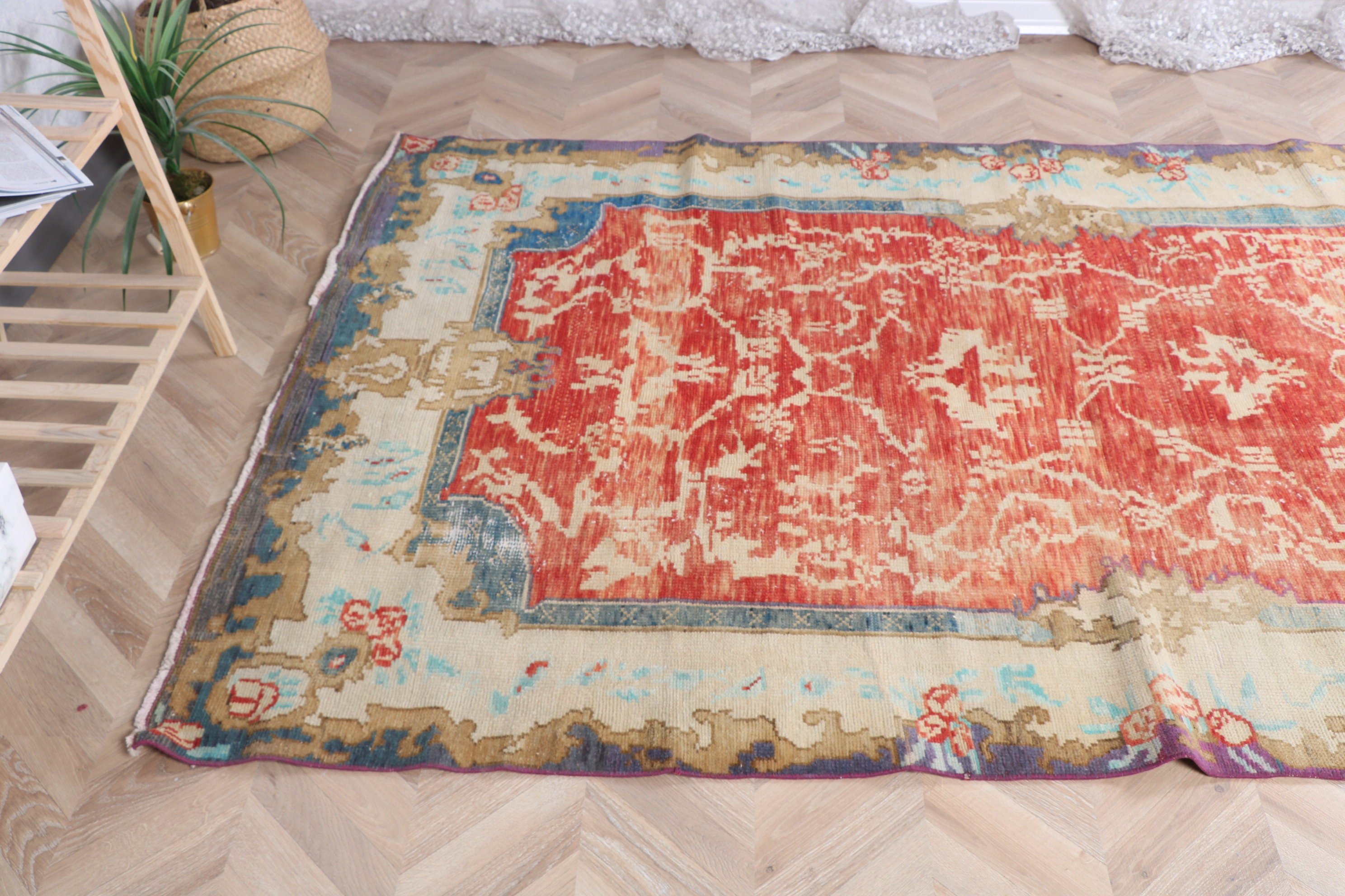 Red Boho Rugs, Geometric Rugs, Bedroom Rug, Large Vintage Rugs, 5x8.2 ft Large Rugs, Moroccan Rugs, Vintage Rugs, Office Rugs, Turkish Rugs