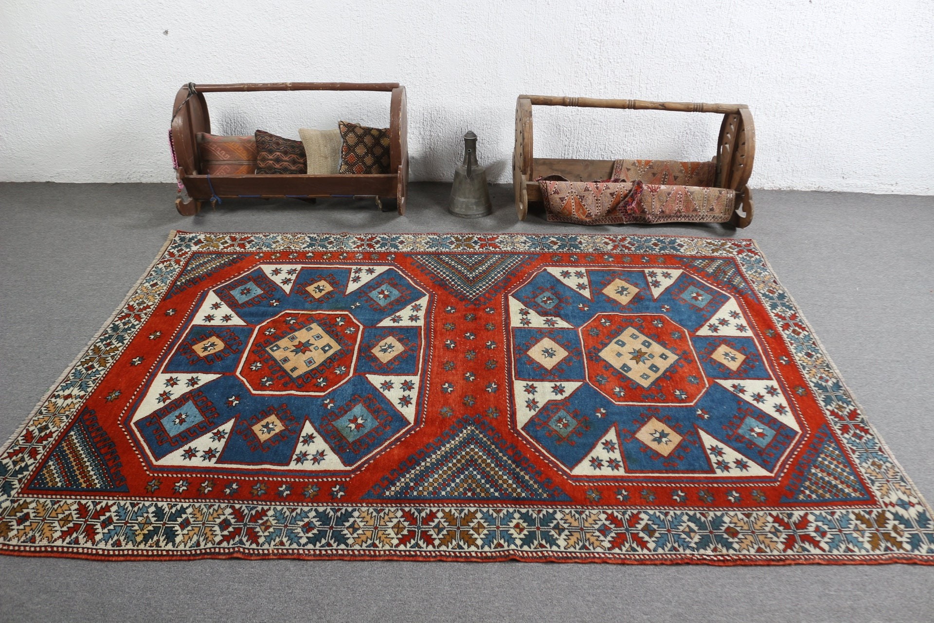 5.8x7.9 ft Large Rug, Moroccan Rug, Living Room Rugs, Large Wool Rug Rugs, Bedroom Rug, Turkish Rug, Salon Rug, Red Oushak Rug, Vintage Rug