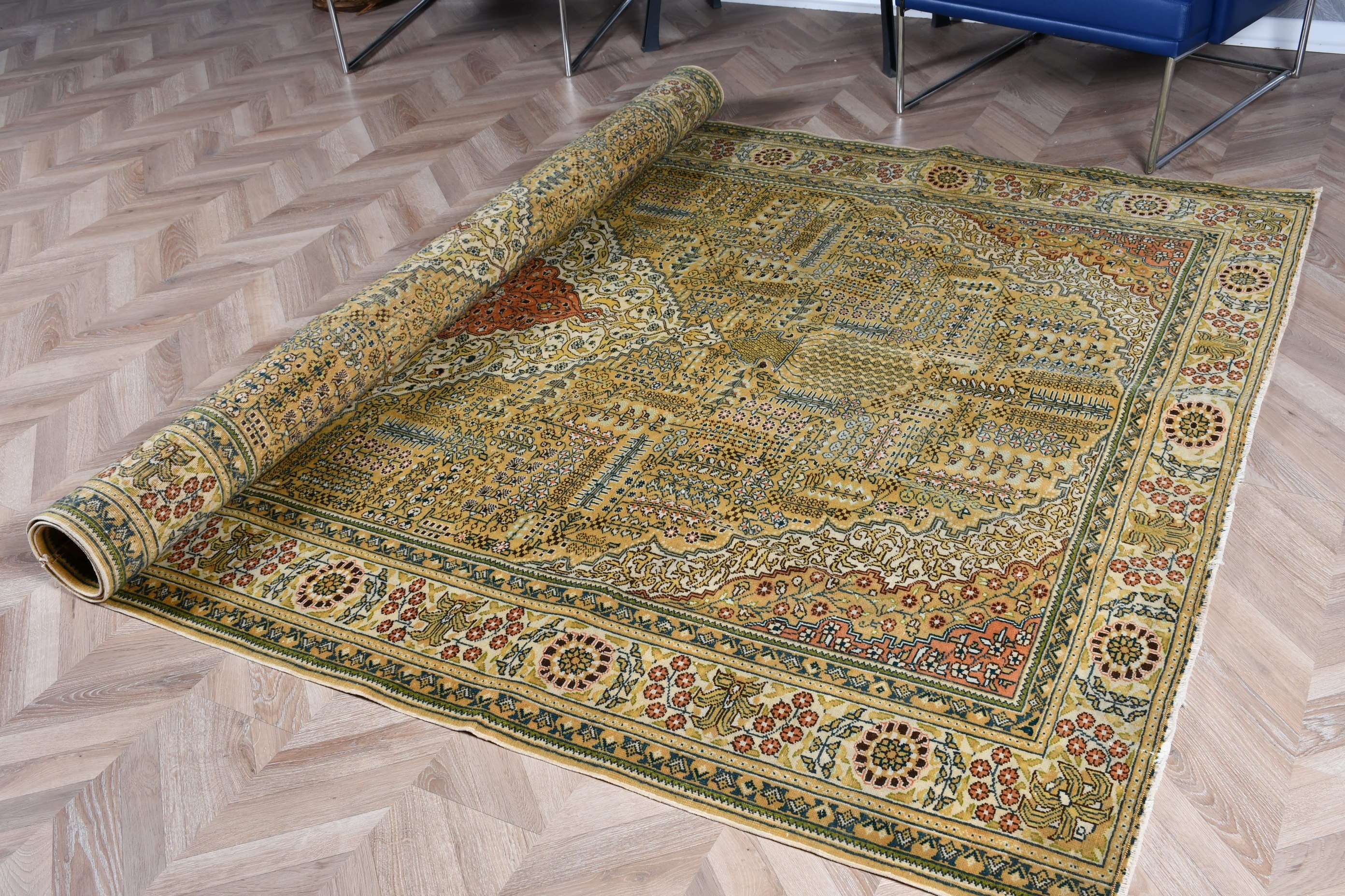 Fas Halısı, 6.5x9.4 ft Büyük Halı, Yemek Odası Halıları, Soluk Halı, Oturma Odası Halısı, Yün Halıları, Vintage Halı, Bej Ev Dekorasyonu Halısı, Türk Halıları