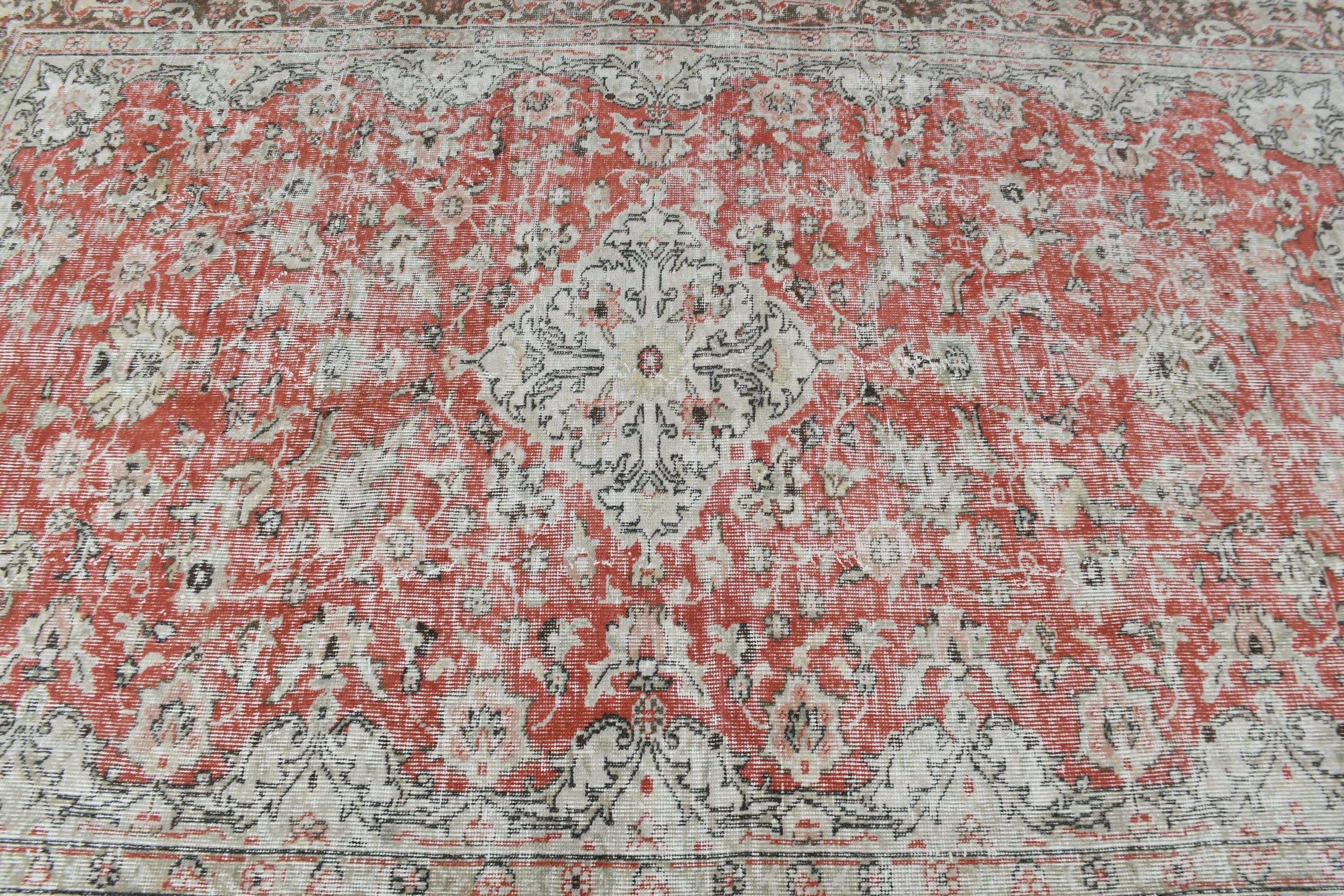 Living Room Rugs, Floor Rug, Tribal Rug, Turkish Rug, Vintage Rug, Dining Room Rugs, 5.5x8.6 ft Large Rug, Red Bedroom Rugs