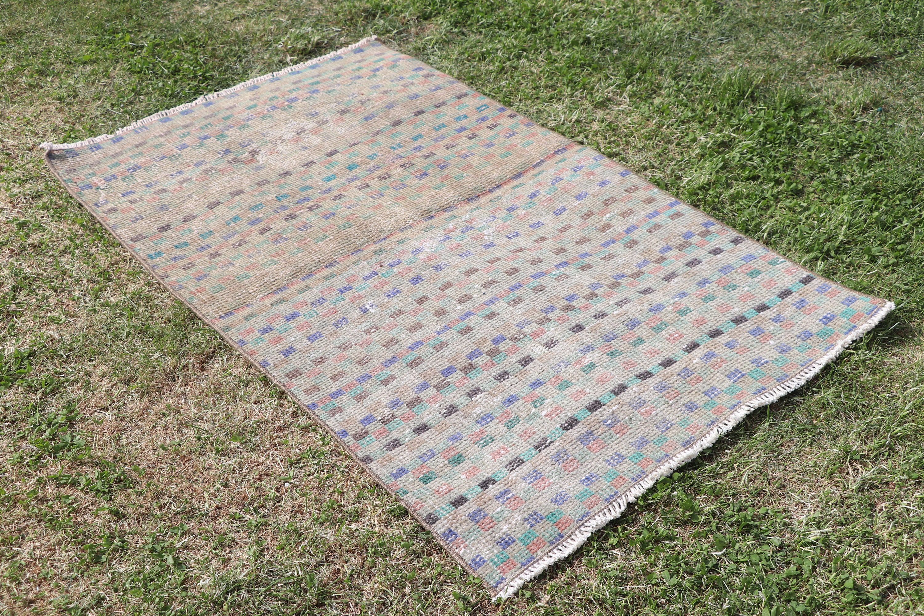 Bej Boho Halılar, 2.1x3.5 ft Küçük Halılar, Oryantal Halılar, Bohem Halılar, Türk Halıları, Vintage Halı, Mutfak Halısı, Yer Halısı, Duvara Asılı Halı