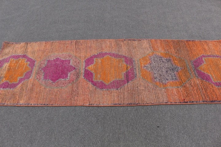 Rugs for Hallway, Vintage Rug, 2.5x7.7 ft Runner Rug, Orange Cool Rug, Handwoven Rugs, Turkish Rug, Hallway Rug, Cool Rug