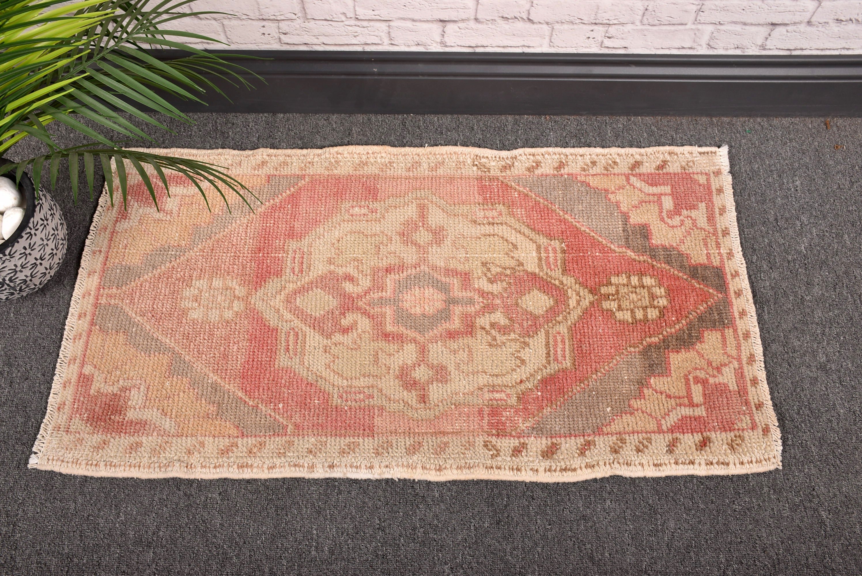 1.5x2.8 ft Küçük Halılar, Boho Halı, Nötr Halılar, Türk Halıları, Mutfak Halıları, Vintage Halı, Pembe El Dokuma Halı, Araba Paspas Halısı, Düz Dokuma Halılar