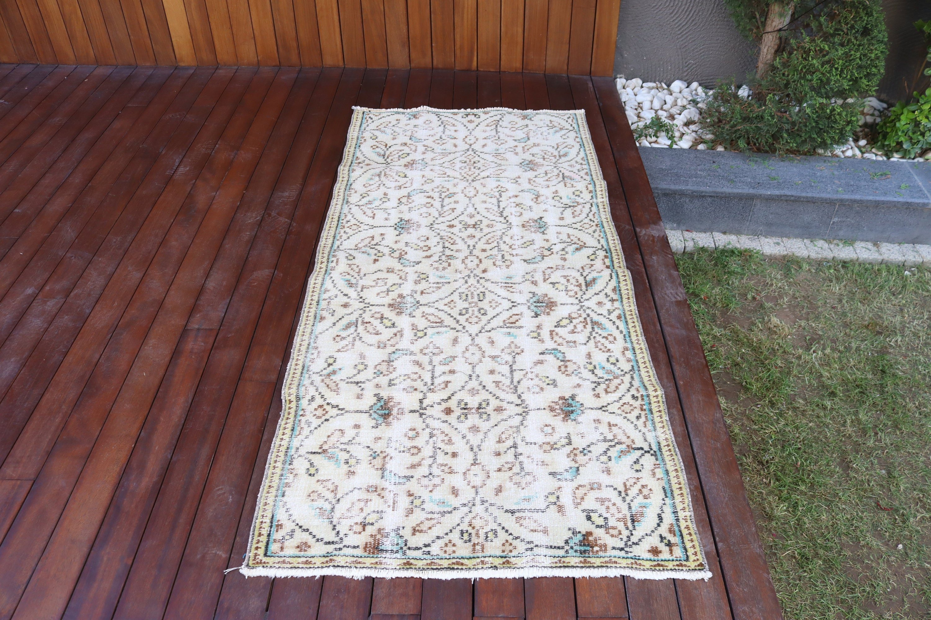 Türk Halıları, Anadolu Halısı, 2,9x6,2 ft Aksan Halıları, Vintage Halı, El Dokuma Halıları, Yatak Odası Halısı, Çocuk Odası Halıları, Bej Ev Dekorasyonu Halıları