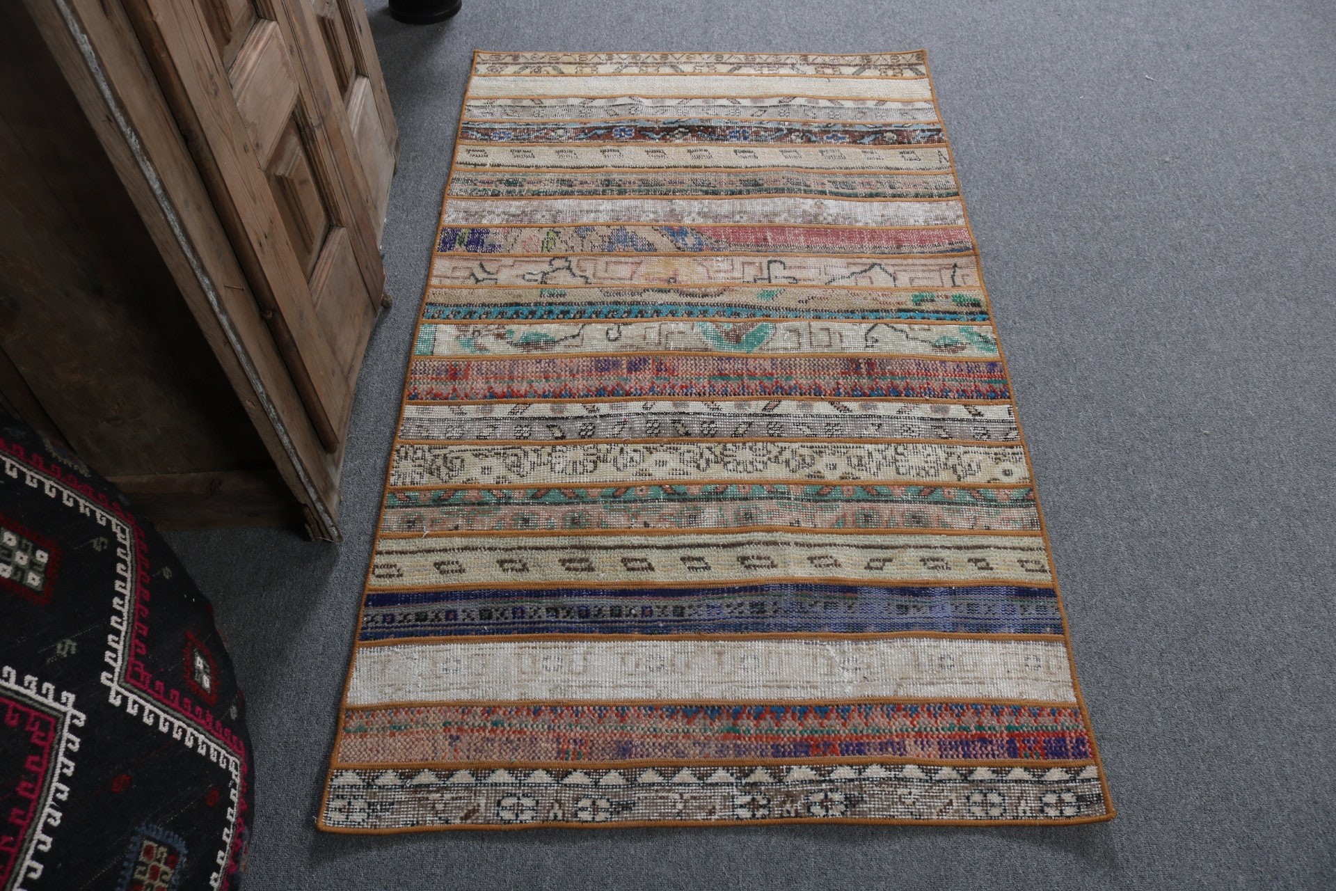 Boho Halılar, 3x5,1 ft Accent Halı, Lüks Halı, Giriş Halıları, Vintage Halılar, Düz Dokuma Halılar, Türk Halıları, Gökkuşağı Düz ​​Dokuma Halı, Yatak Odası Halıları