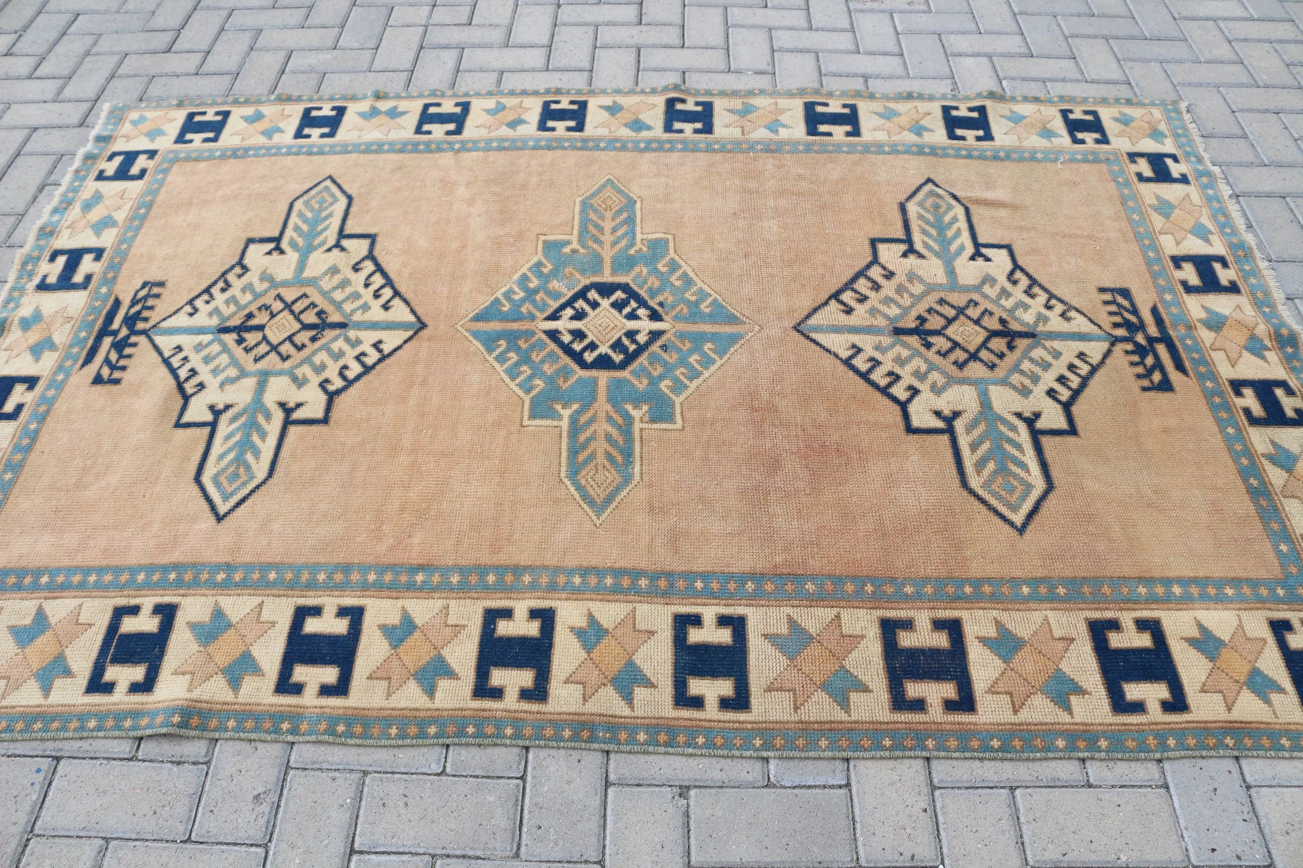 Anatolian Rugs, Antique Rug, Orange Kitchen Rugs, Living Room Rugs, Turkish Rugs, Vintage Rug, Dining Room Rug, 4.9x7.7 ft Area Rug