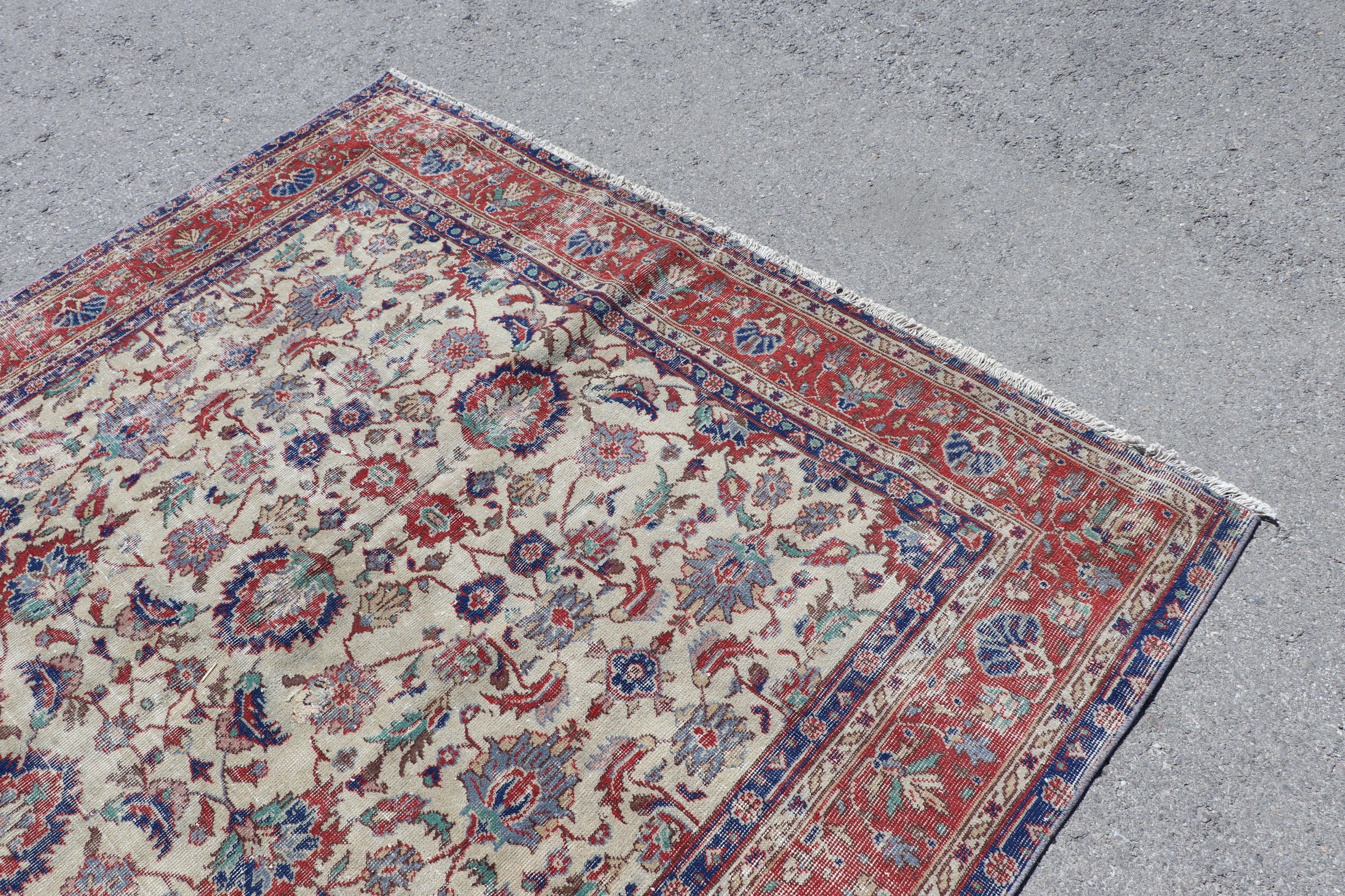 Cool Rug, Salon Rugs, Art Rug, Antique Rug, 6.5x9.8 ft Large Rug, Bedroom Rugs, Vintage Rug, Blue Moroccan Rug, Turkish Rug, Rugs for Salon