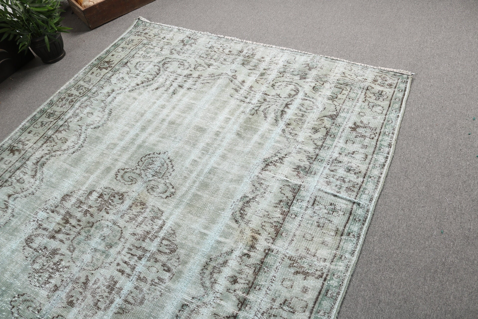 Green Handwoven Rug, Large Boho Rug, Geometric Rug, Tribal Rug, Vintage Rug, Turkish Rug, Moroccan Rug, Bedroom Rugs, 5.9x9.4 ft Large Rugs