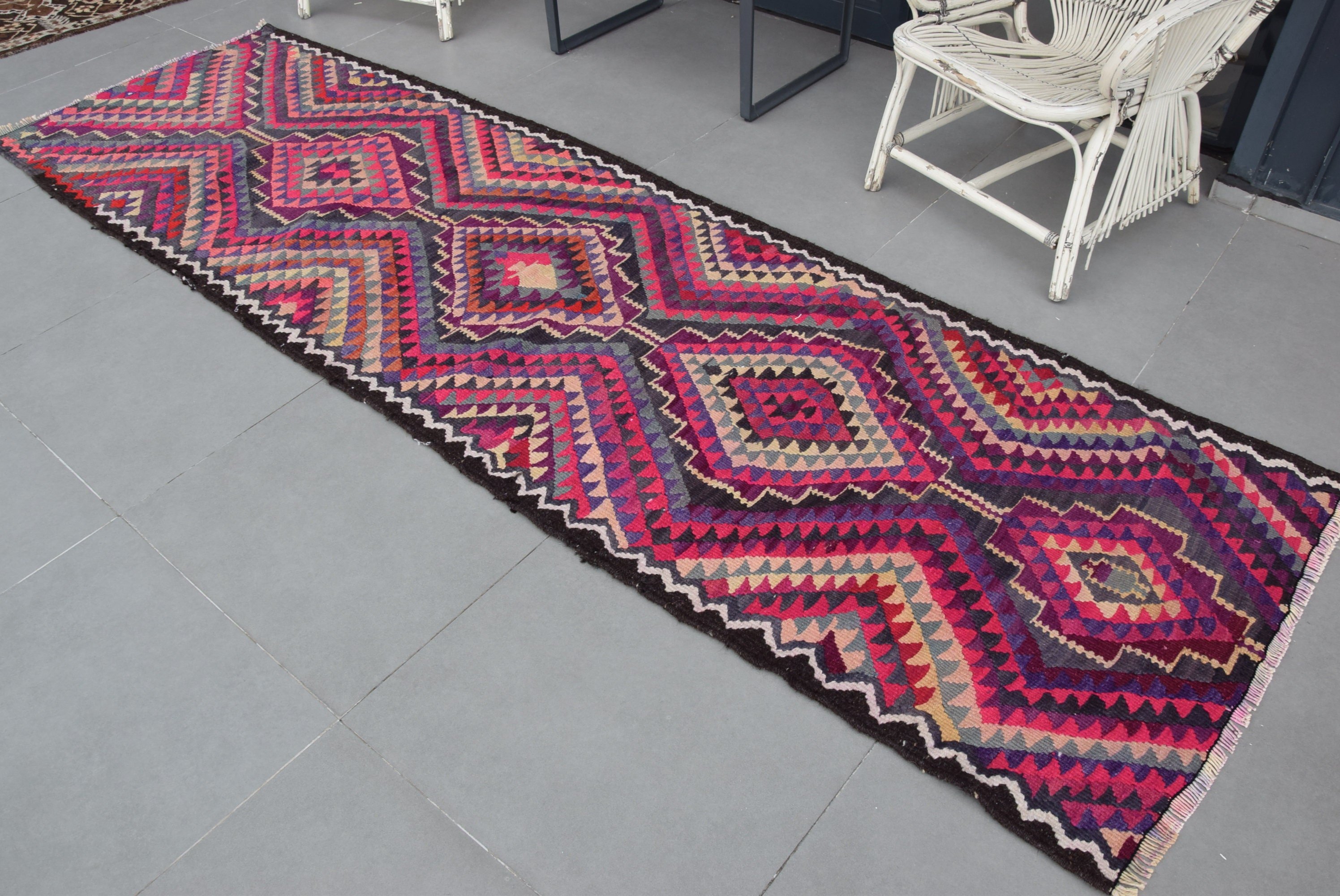 Mutfak Halıları, Kilim, Yatak Odası Halısı, Vintage Halı, Sevimli Halı, Pembe Oushak Halısı, Türk Halıları, Koridor Halıları, 3,1x12,3 ft Yolluk Halısı