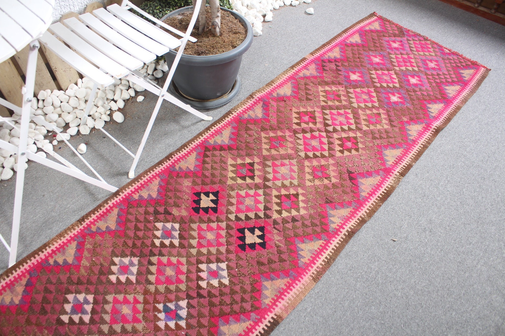 Stair Rug, Hallway Rug, Vintage Rugs, Oriental Rug, Kilim, 2.7x12.5 ft Runner Rugs, Turkish Rug, Kitchen Rug, Floor Rug, Brown Moroccan Rug