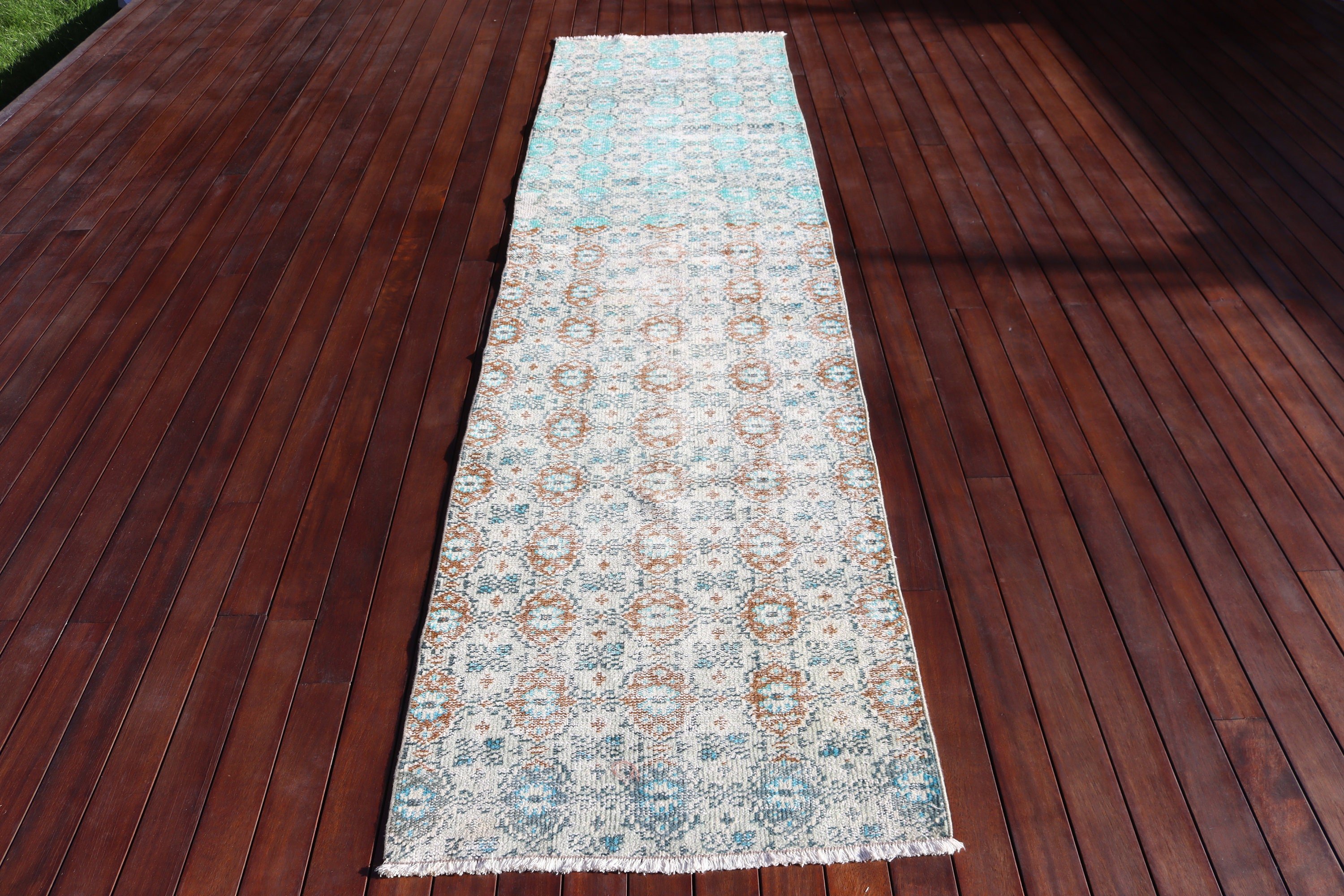 2.8x10.9 ft Runner Halı, Oryantal Halılar, El Dokuma Halı, Kahverengi Oryantal Halılar, Vintage Runner Halılar, Vintage Halılar, Türk Halısı, Koridor Halıları