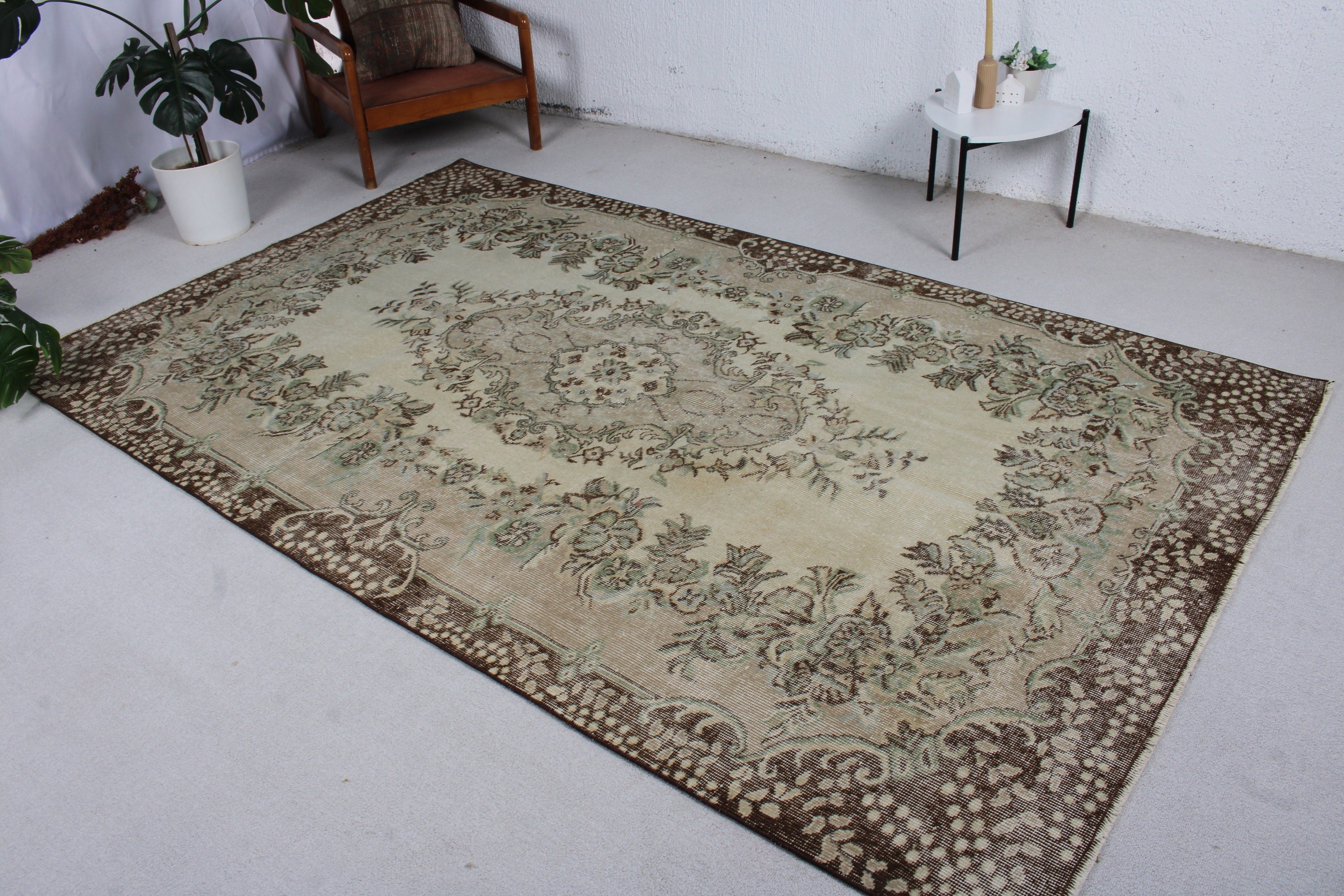 Dining Room Rug, Beige Cool Rug, Oriental Rugs, Vintage Rug, Living Room Rug, 5.7x9.4 ft Large Rugs, Ethnic Rug, Turkish Rugs