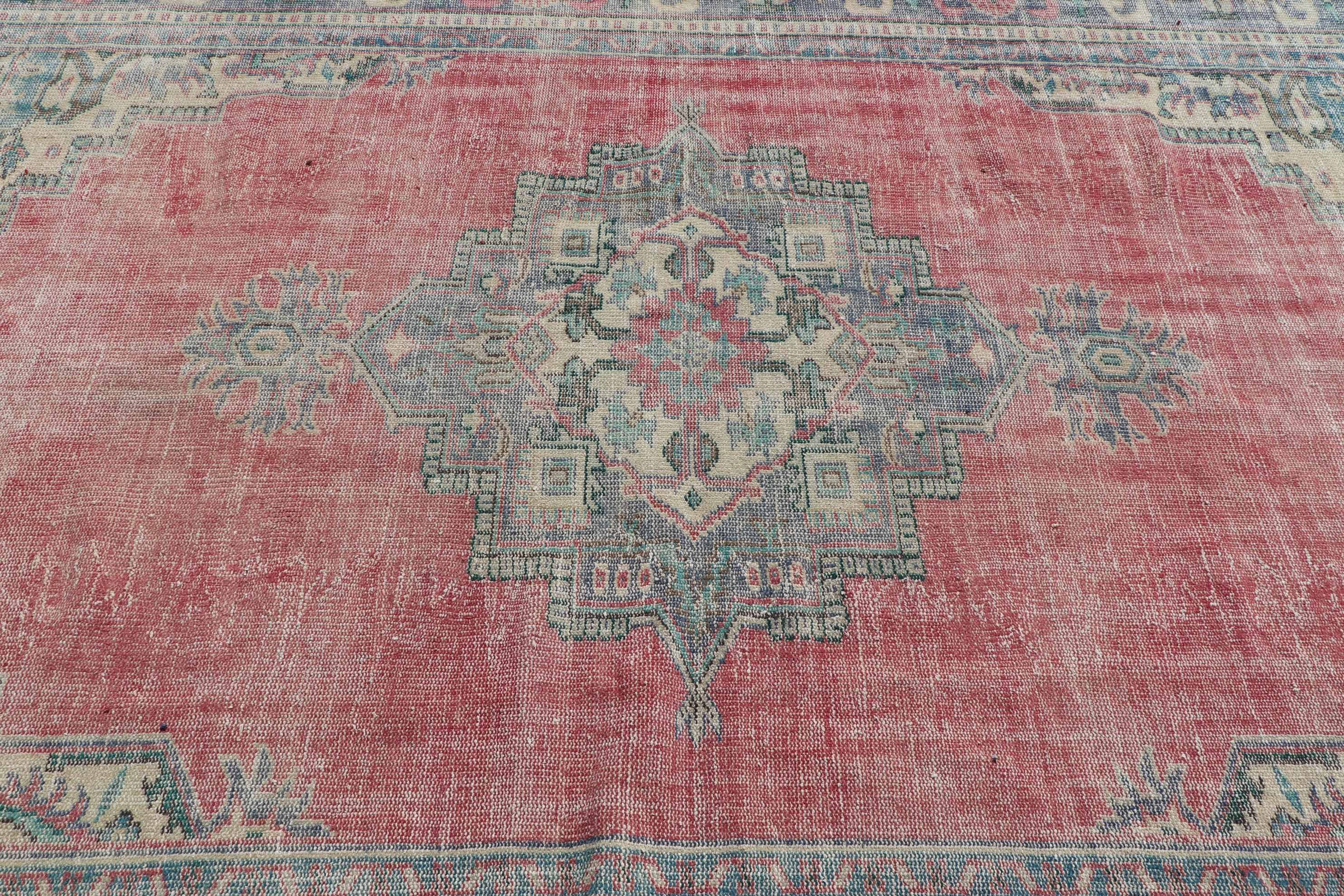 Living Room Rugs, Home Decor Rug, Outdoor Rug, Red Oushak Rugs, Vintage Rugs, Saloon Rug, 7.5x10.4 ft Oversize Rugs, Floor Rug, Turkish Rug