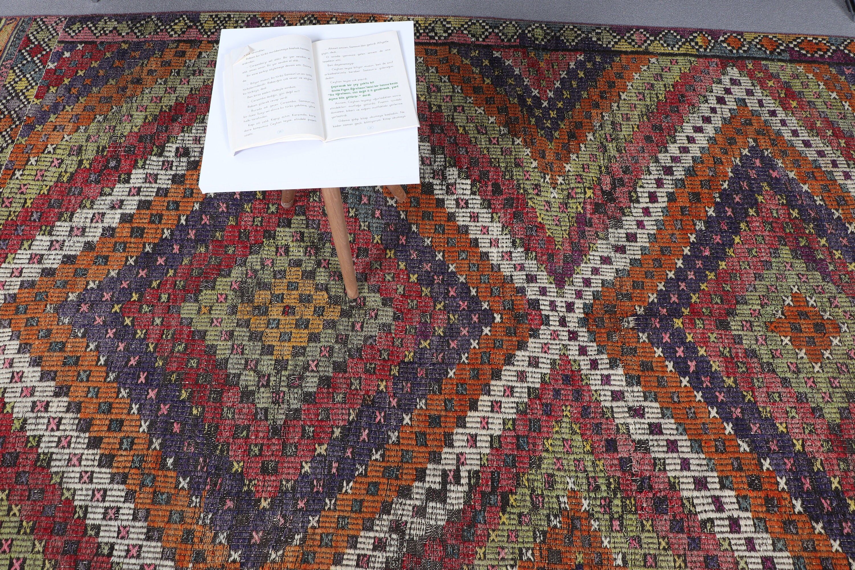 Kilim, Oushak Halıları, Eskitilmiş Halı, Oryantal Halılar, Yatak Odası Halısı, Salon Halısı, Yeşil Yün Halıları, Türk Halısı, 5.4x8.6 ft Büyük Halı, Vintage Halı