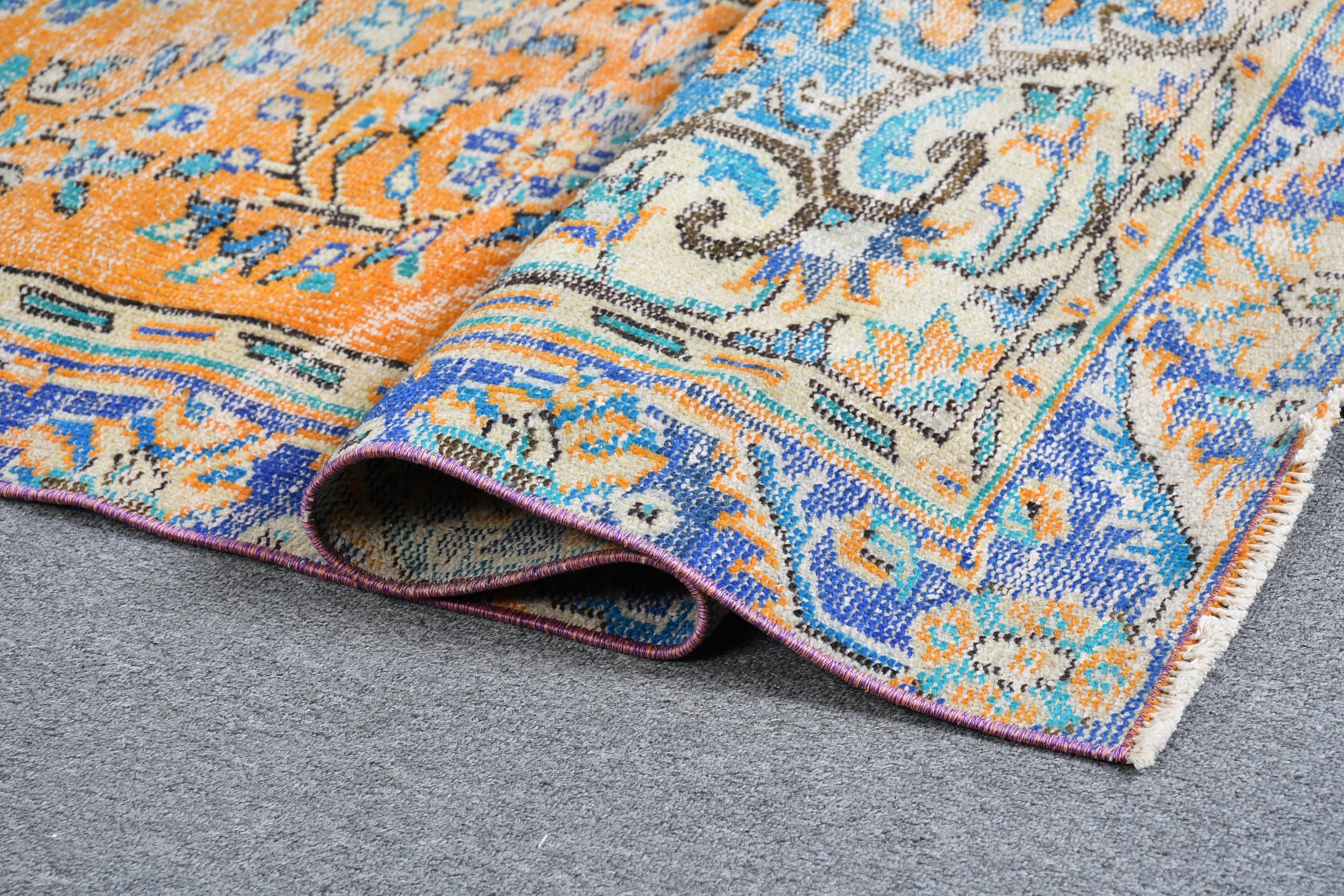 Living Room Rug, Turkish Rug, Anatolian Rug, Vintage Rug, Orange  5.3x9.5 ft Large Rug, Muted Rug, Salon Rug, Moroccan Rug