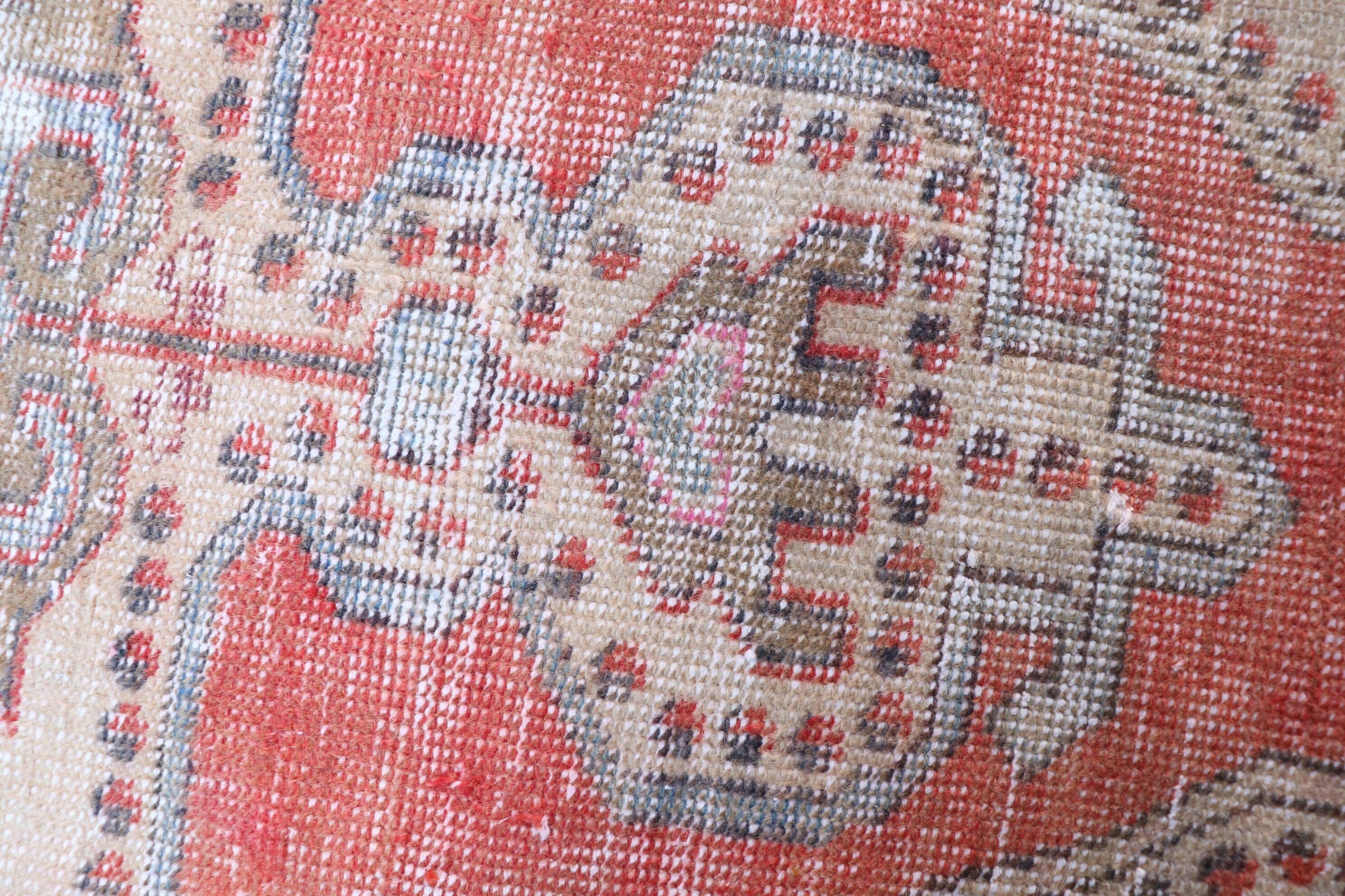 Red Cool Rug, Rugs for Entry, 3.1x3.1 ft Small Rugs, Nursery Rugs, Home Decor Rug, Oushak Rugs, Turkish Rug, Vintage Rugs, Kitchen Rug