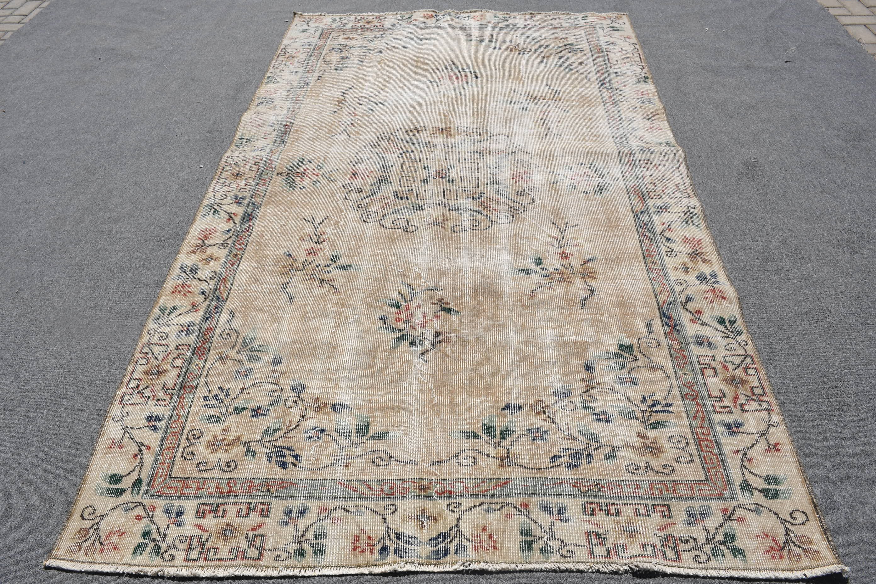 Salon Rugs, Bedroom Rug, Turkish Rug, Vintage Rugs, Floor Rugs, Beige Wool Rug, Rugs for Dining Room, Cool Rug, 5.2x8.6 ft Large Rug