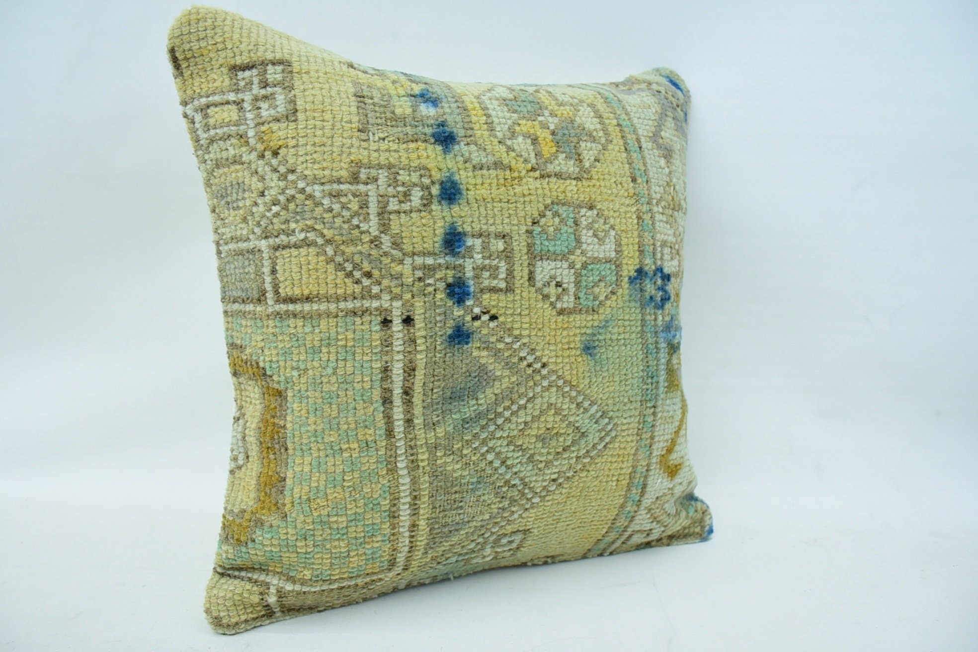 Vintage Kilim Pillow Cushion Cover, Vintage Pillow, Boho Pillow, Kilim Pillow, 18"x18" Beige Cushion, Cotton Cushion Case