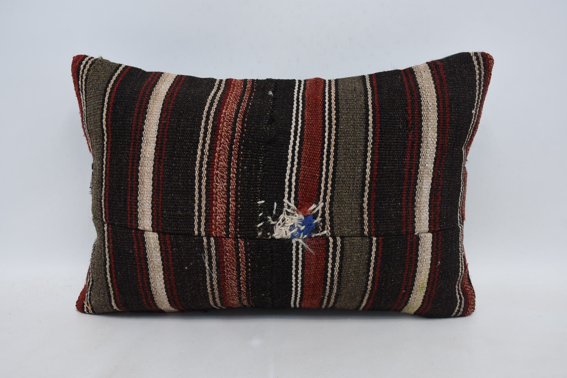 Nautical Throw Cushion, Antique Pillows, Boho Pillow Sham Cover, Muted Cushion Case, Kilim Cushion Sham, 16"x24" Brown Pillow