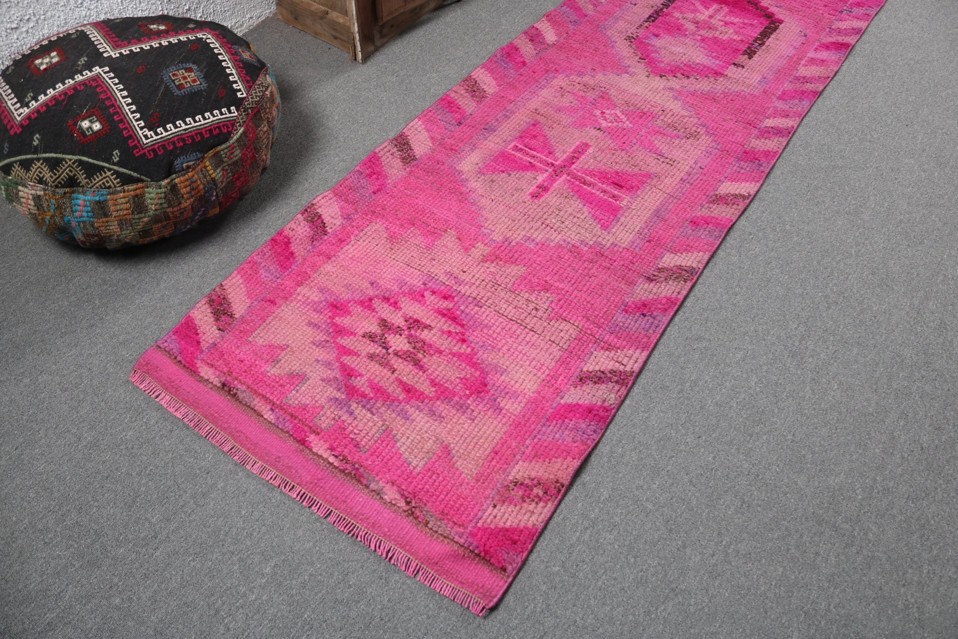 Turkish Rugs, Rugs for Stair, Hallway Rug, Office Rugs, Pink Luxury Rug, 2.8x10.8 ft Runner Rugs, Kitchen Rug, Anatolian Rug, Vintage Rug