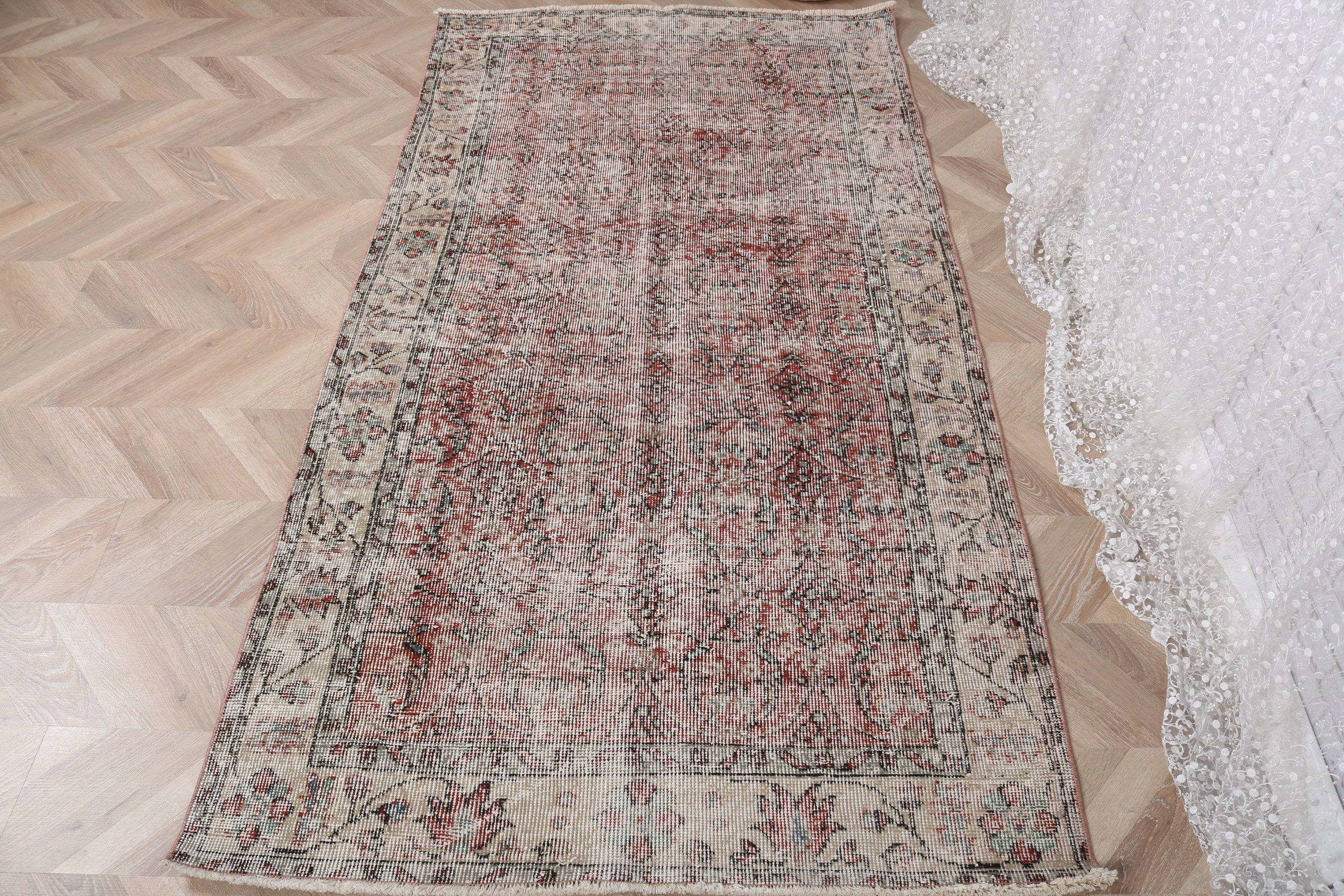 Vintage Halılar, 3.6x7 ft Alan Halıları, Açıklama Halıları, Türk Halıları, Yemek Odası Halıları, Kırmızı Açıklama Halıları, Oturma Odası Halıları, Geometrik Halılar