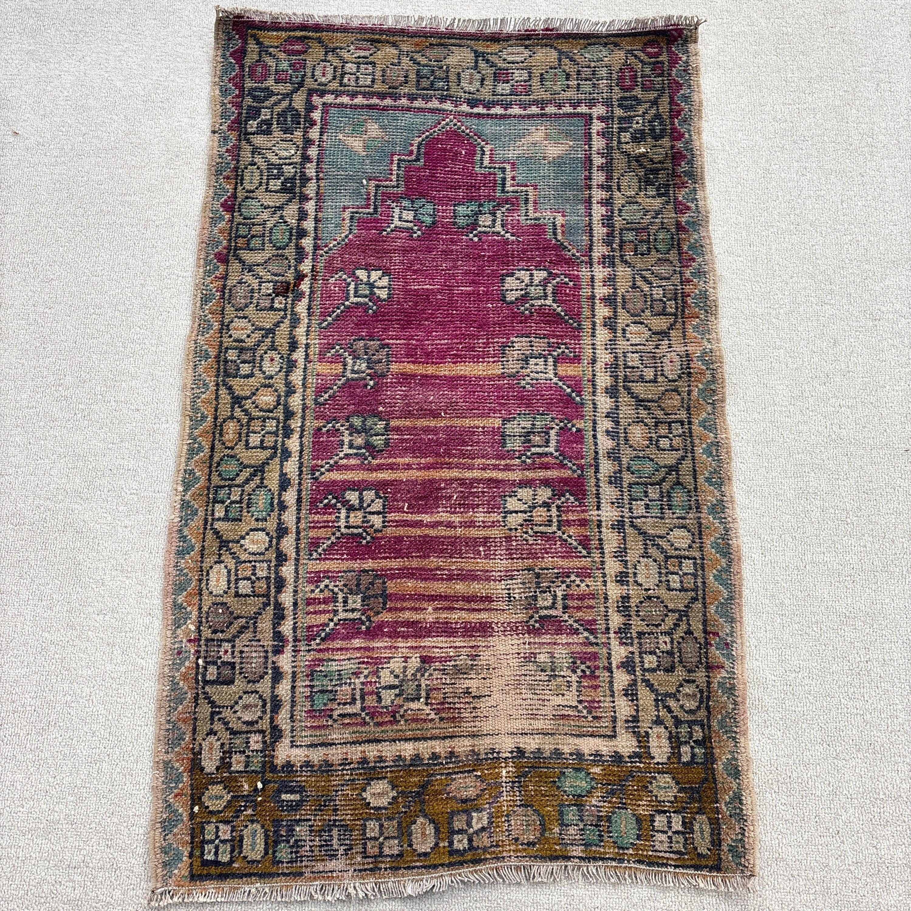 2x3.3 ft Small Rug, Luxury Rugs, Small Boho Rug, Turkish Rugs, Vintage Rugs, Bath Rugs, Floor Rug, Rugs for Kitchen, Purple Oriental Rugs