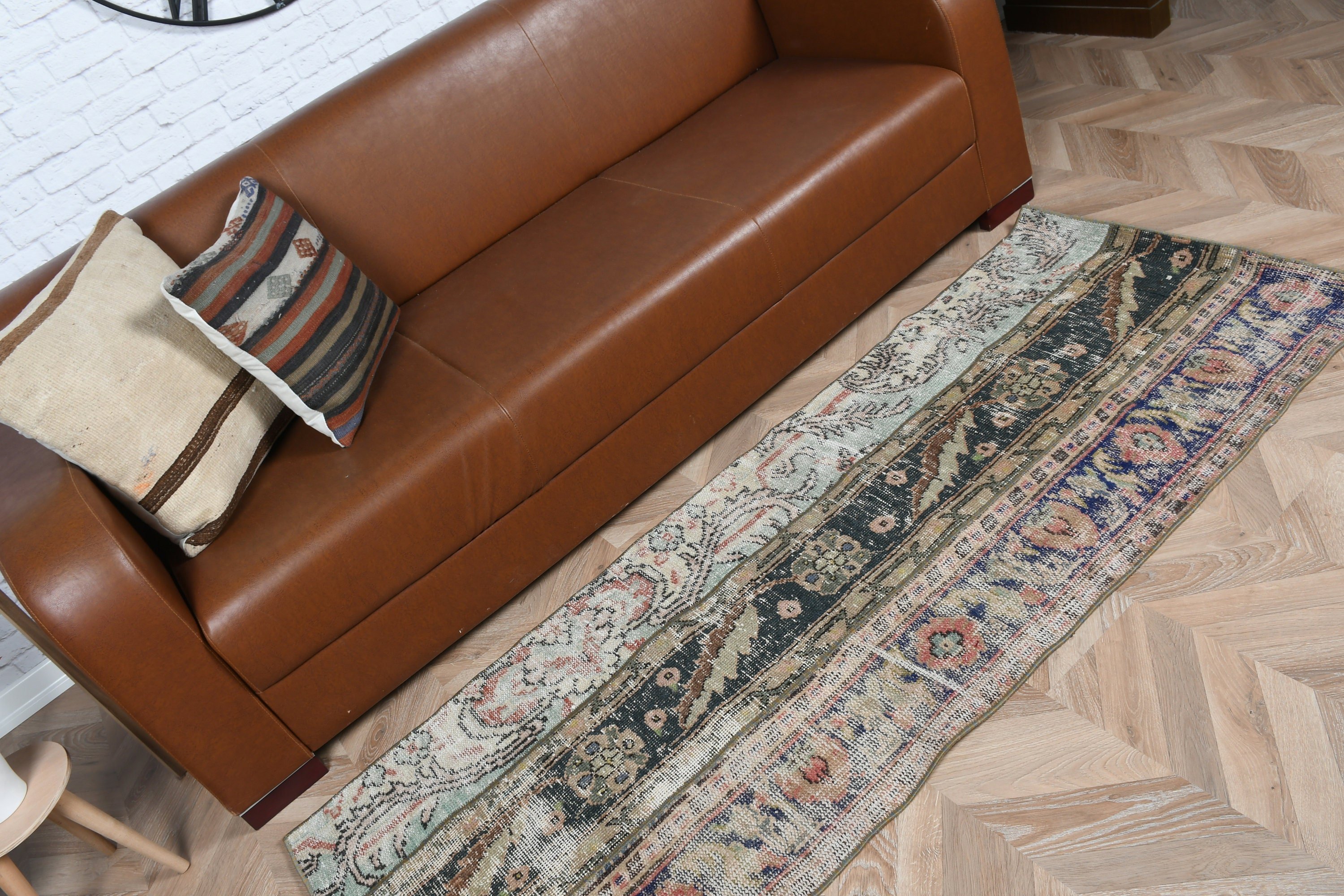 Mavi Yün Halılar, Fas Halısı, Boho Halıları, 2.3x6.1 ft Runner Halısı, Türk Halısı, Vintage Halılar, Koridor Halısı, Mutfak Halıları, Anadolu Halıları