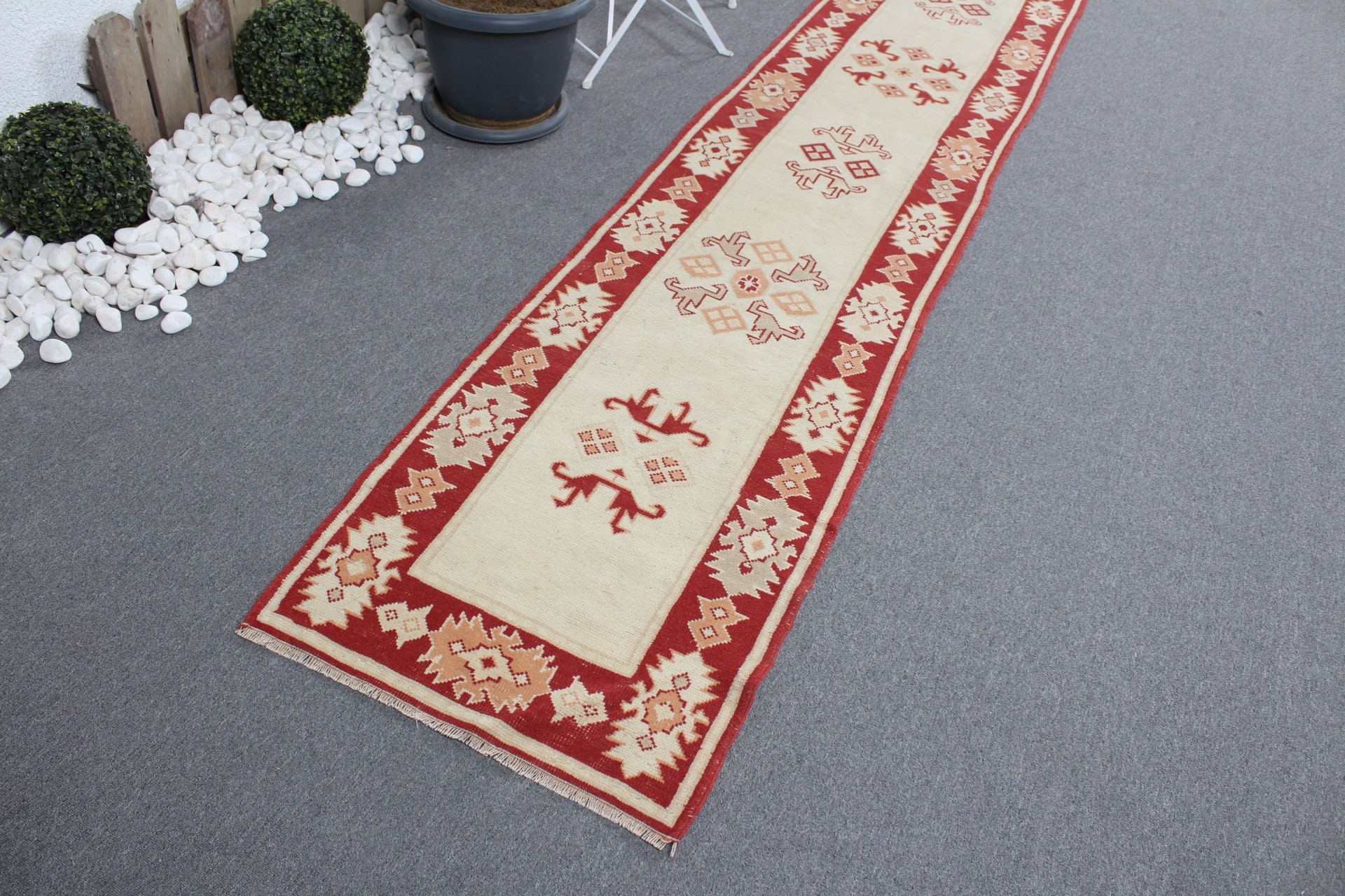 Bej Fas Halısı, Mutfak Halıları, Türk Halısı, Merdiven Halısı, Eski Halılar, 2,2x13,9 ft Runner Halısı, Yatak Odası Halıları, Vintage Halı, Oryantal Halı