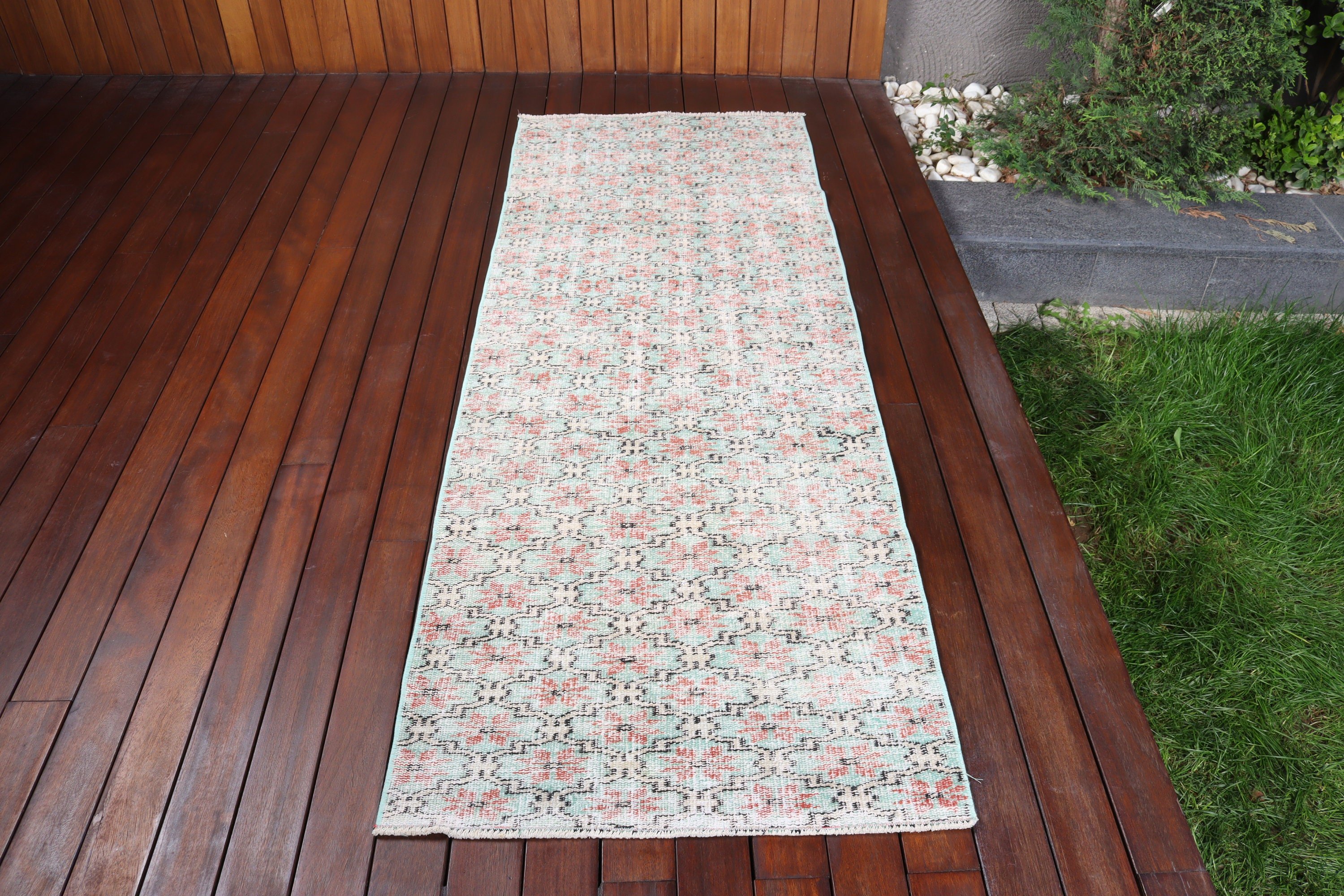 Outdoor Rugs, Vintage Rug, Kitchen Rug, Floor Rugs, Green  2.5x6.7 ft Runner Rugs, Rugs for Stair, Turkish Rug, Home Decor Rug