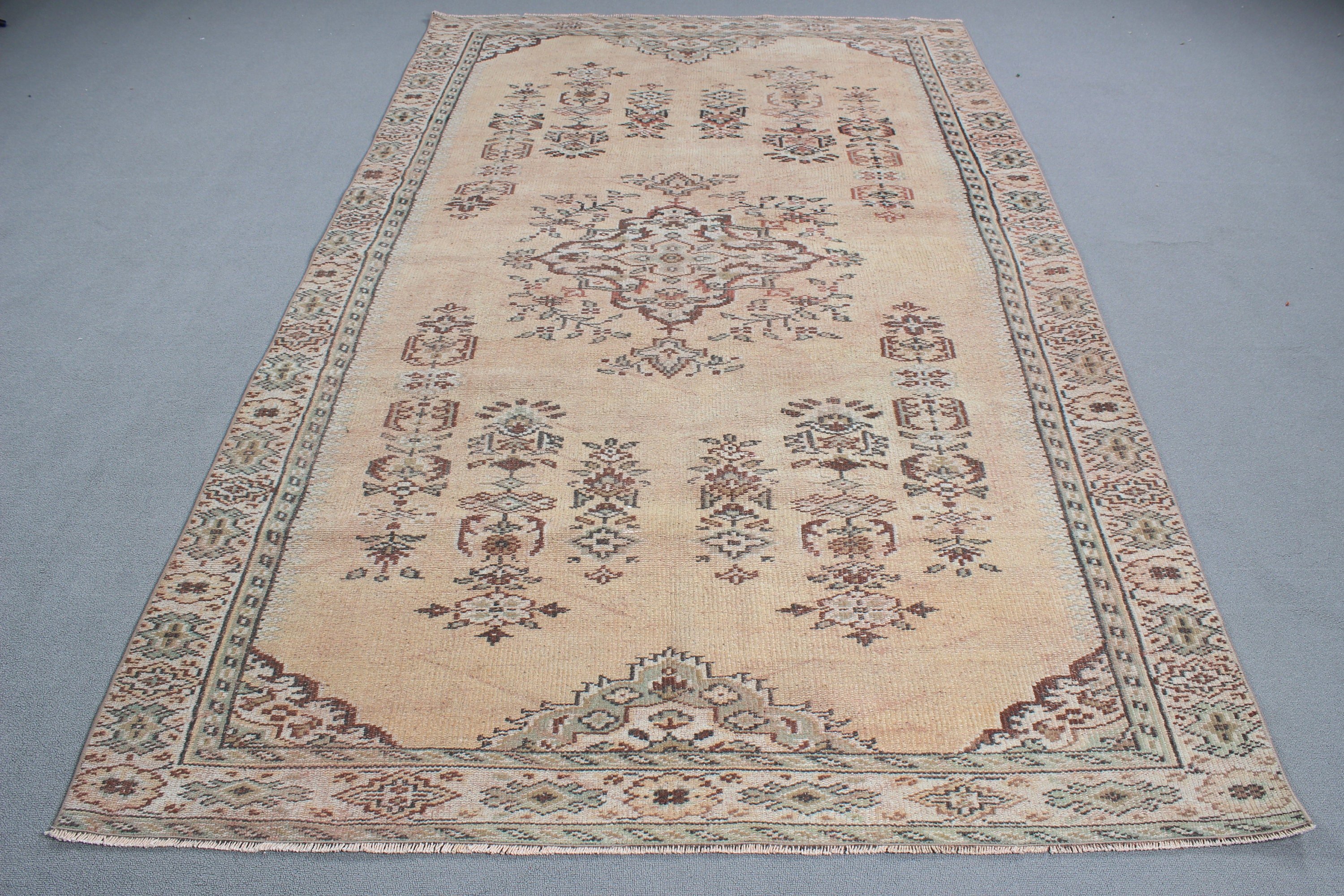 Sarı Yer Halıları, Mutfak Halısı, Büyük Boho Halıları, Büyük Oushak Halıları, 5.4x8.9 ft Büyük Halılar, Türk Halıları, Vintage Halı