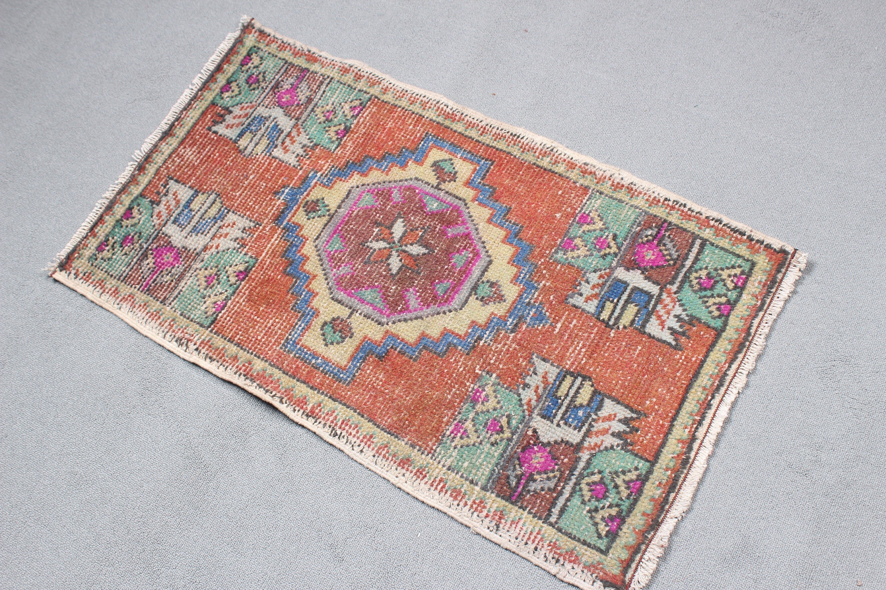 Turkish Rugs, Vintage Rugs, 1.7x3.1 ft Small Rug, Neutral Rug, Small Area Rugs, Floor Rug, Red Oriental Rugs, Small Boho Rug