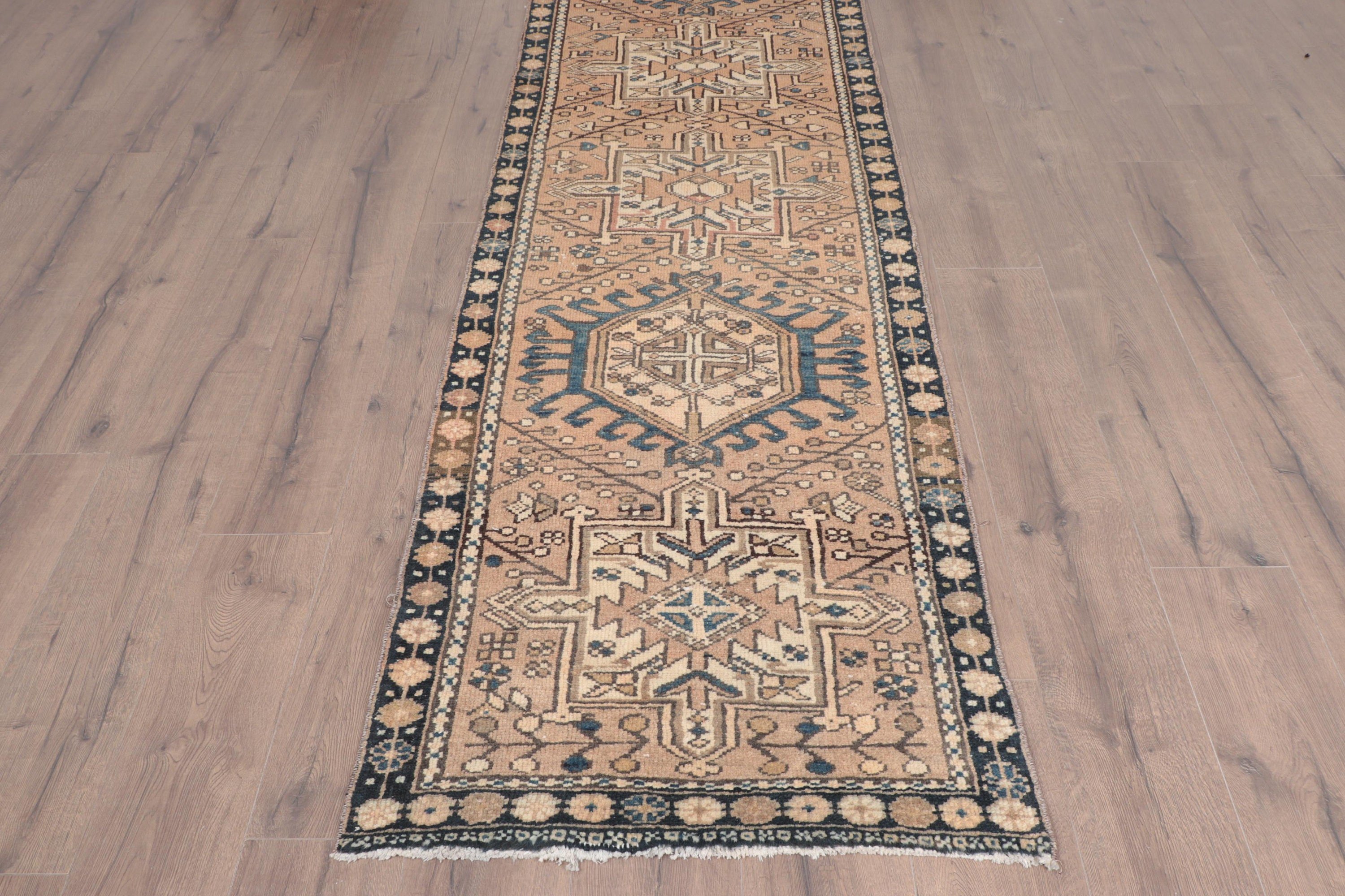 Kahverengi El Dokuma Halılar, Türk Halıları, Lüks Halılar, Vintage Halı, Beni Ourain Yolluk Halıları, Türkiye Halıları, 2.6x10.4 ft Yolluk Halısı, Anadolu Halısı