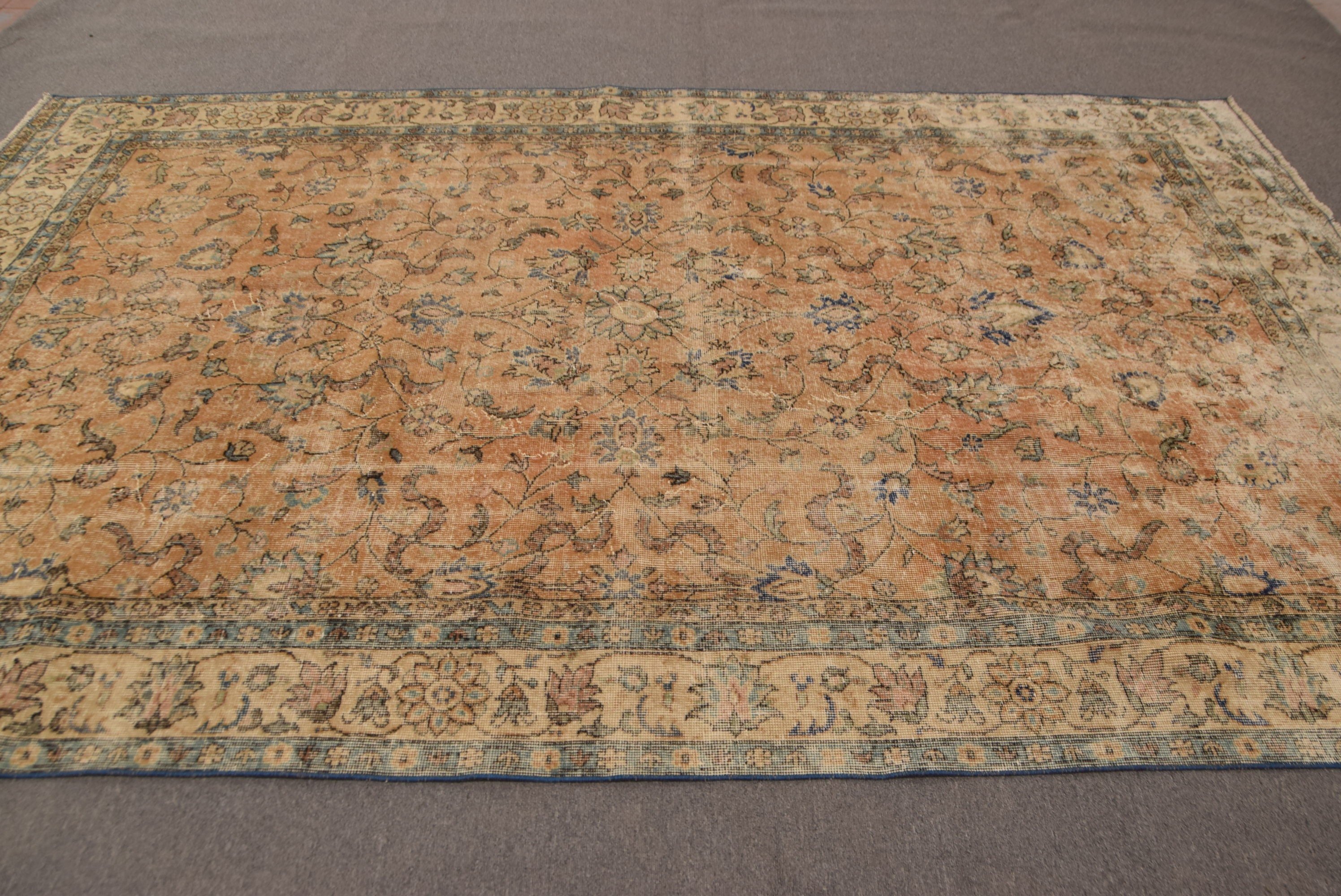 Vintage Rugs, Beige Moroccan Rug, Custom Rug, Antique Rug, Turkish Rug, Bedroom Rug, 6.6x10.4 ft Large Rug, Kitchen Rugs, Dining Room Rug