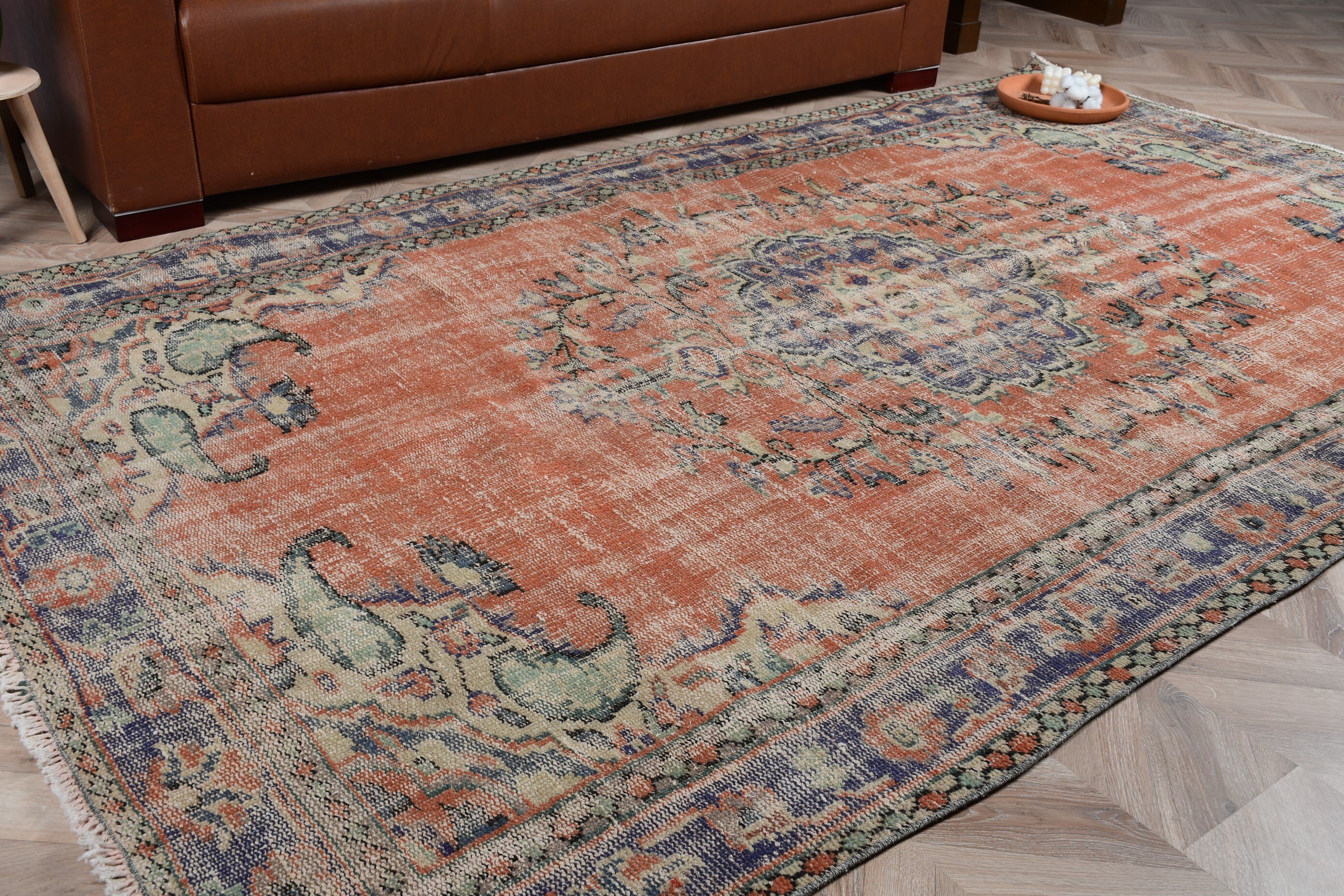 Vintage Rug, 5.4x9.1 ft Large Rug, Turkish Rugs, Salon Rug, Cool Rug, Dorm Rug, Orange Anatolian Rugs, Living Room Rug, Anatolian Rug