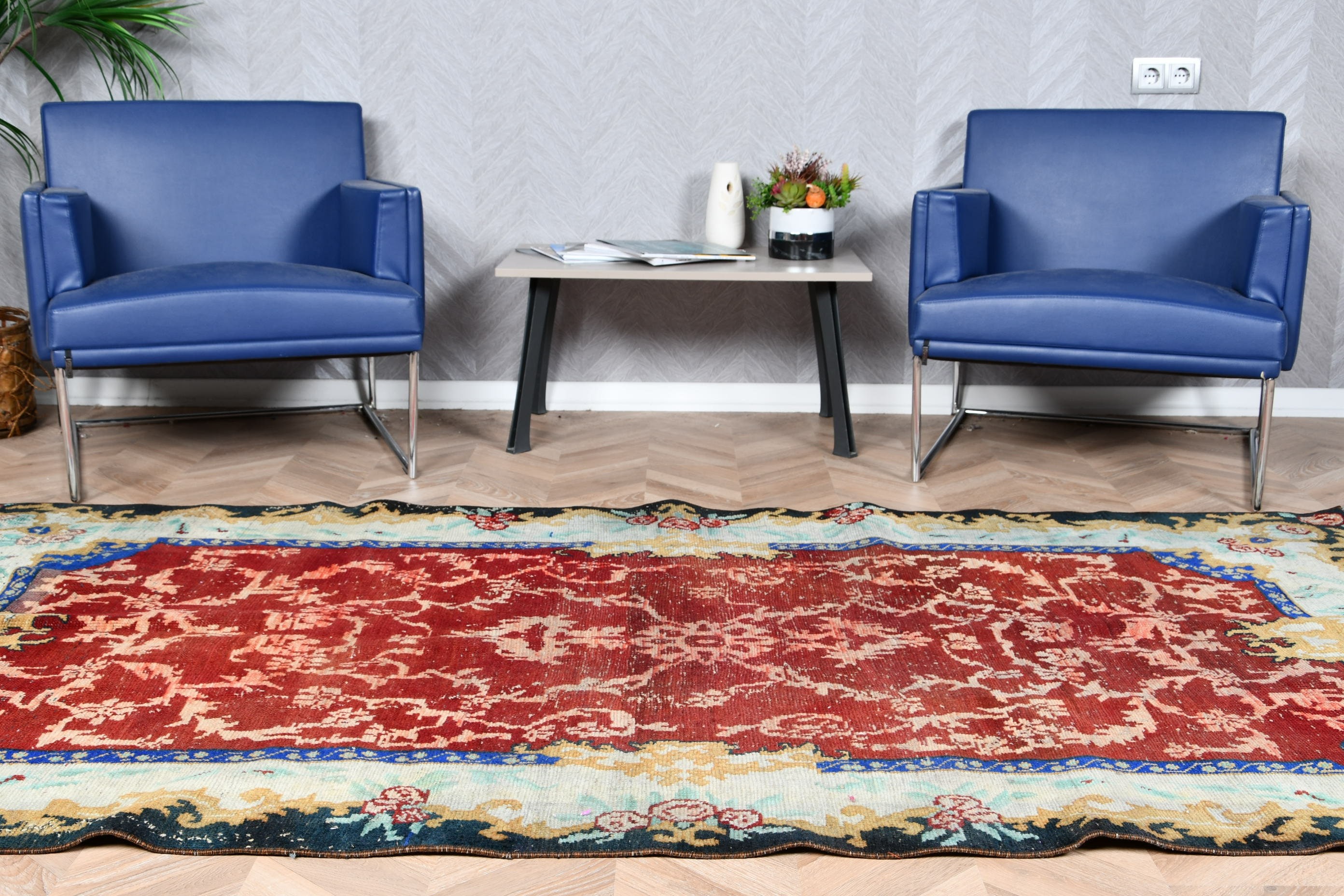 Dining Room Rug, Living Room Rug, Turkish Rugs, Anatolian Rugs, Red Antique Rug, Oushak Rug, Turkey Rug, 4.6x8.7 ft Large Rug, Vintage Rug