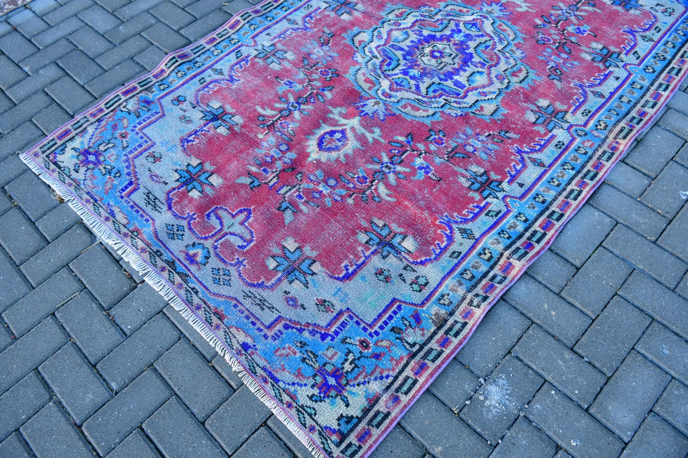 4.5x7.8 ft Area Rugs, Red Cool Rug, Rugs for Living Room, Bedroom Rug, Antique Rug, Turkish Rugs, Moroccan Rug, Vintage Rug, Floor Rug