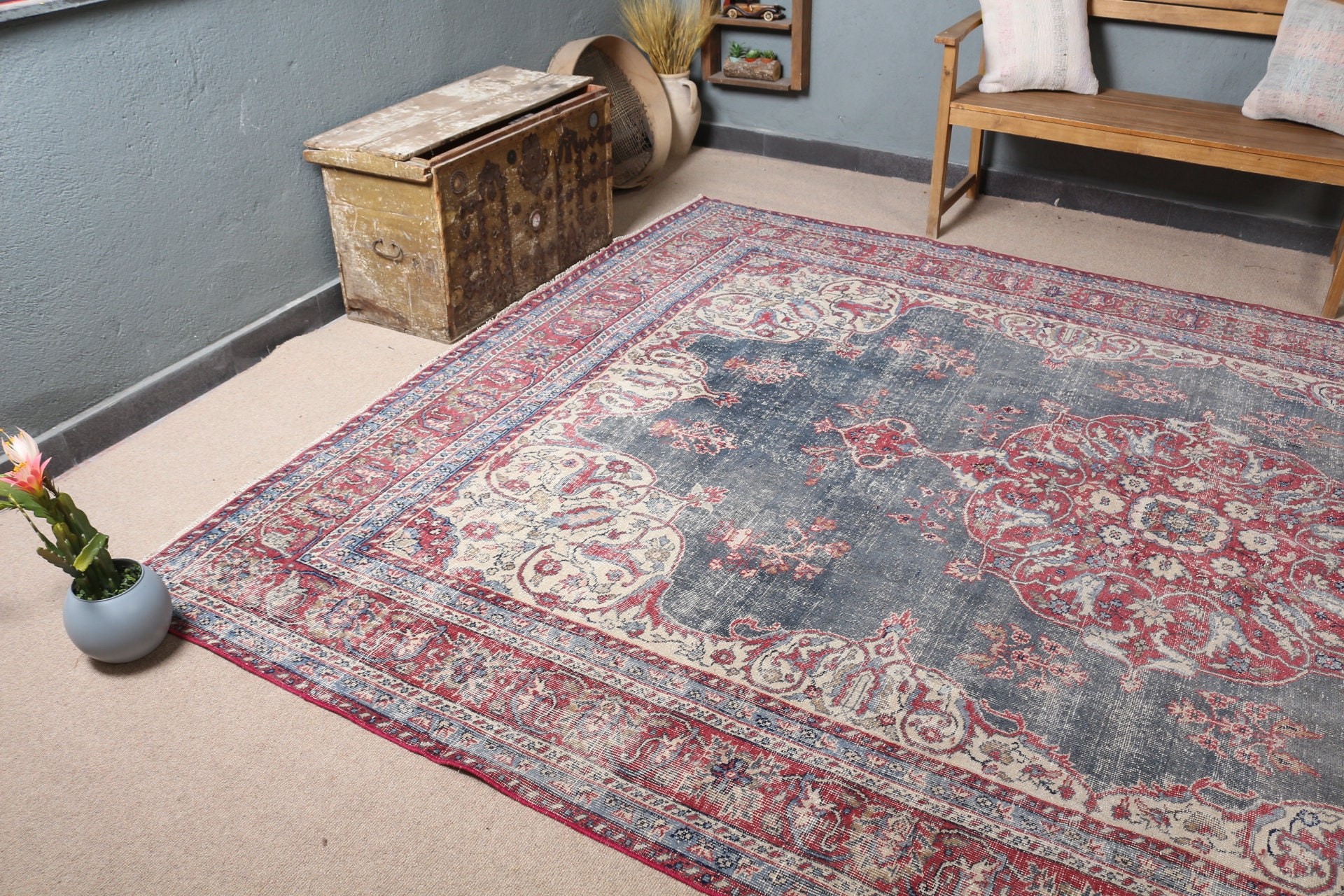 Dining Room Rugs, Red Oushak Rug, Turkish Rug, Living Room Rugs, Moroccan Rug, Vintage Rug, Art Rug, 8.1x11.5 ft Oversize Rug, Antique Rug