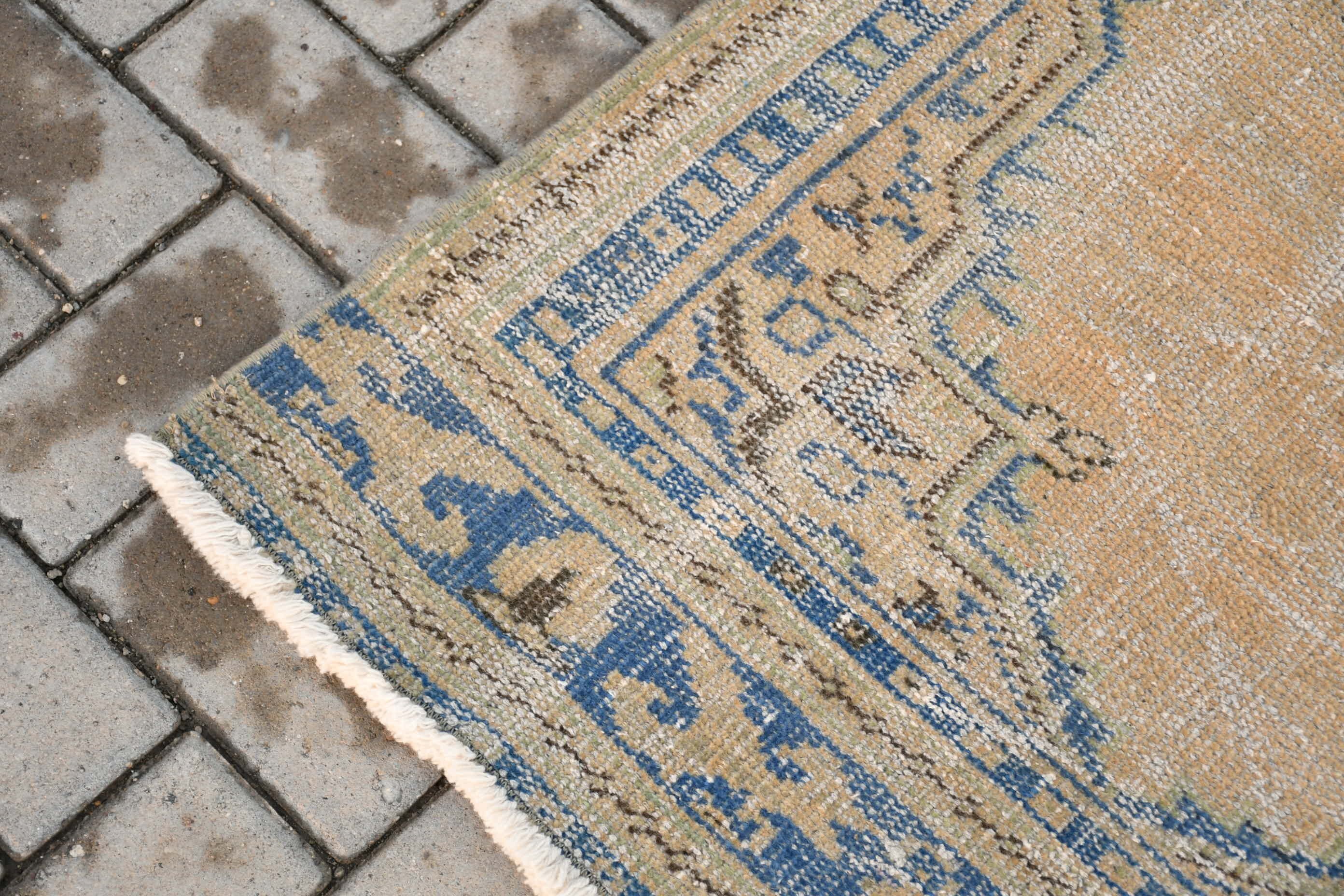 Vintage Rug, Turkish Rug, Kitchen Rug, Bedroom Rug, Nursery Rugs, Cool Rug, Blue  3x6.9 ft Accent Rug, Rugs for Bedroom