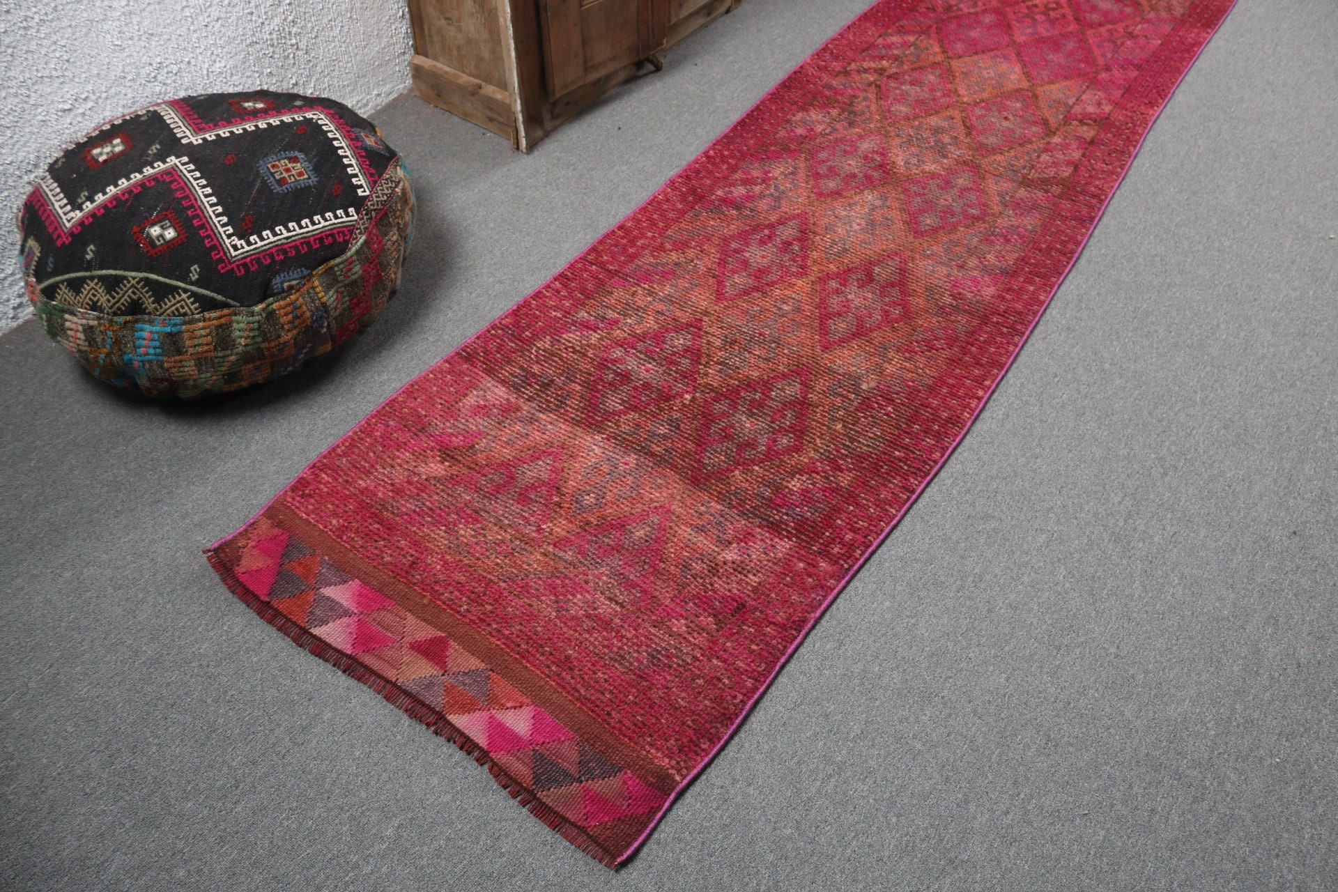 Fas Halıları, Mutfak Halısı, Aztek Halıları, Vintage Halılar, Ev Dekorasyonu Halıları, Koridor Halısı, Pembe Fas Halısı, 2.5x11.5 ft Runner Halısı, Türk Halısı